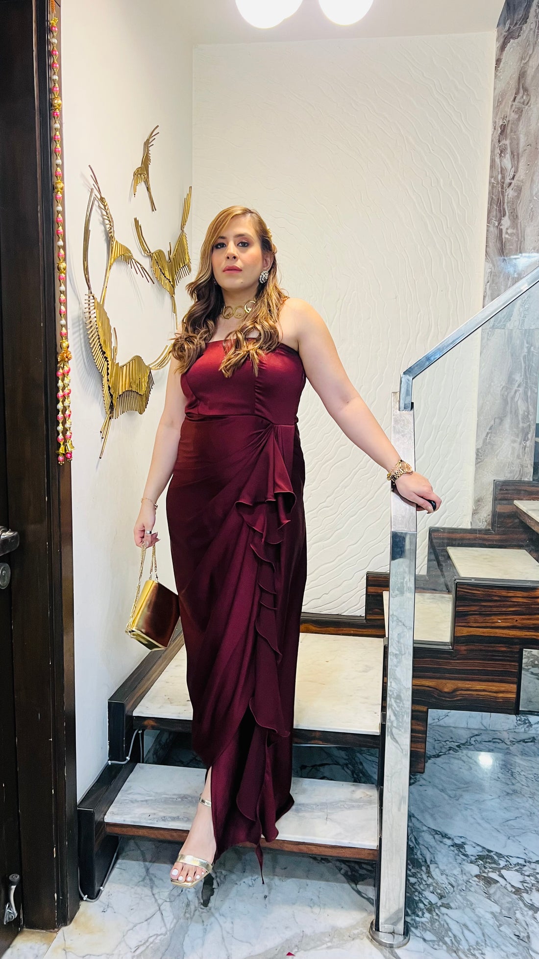 Maroon Italian Satin Drape