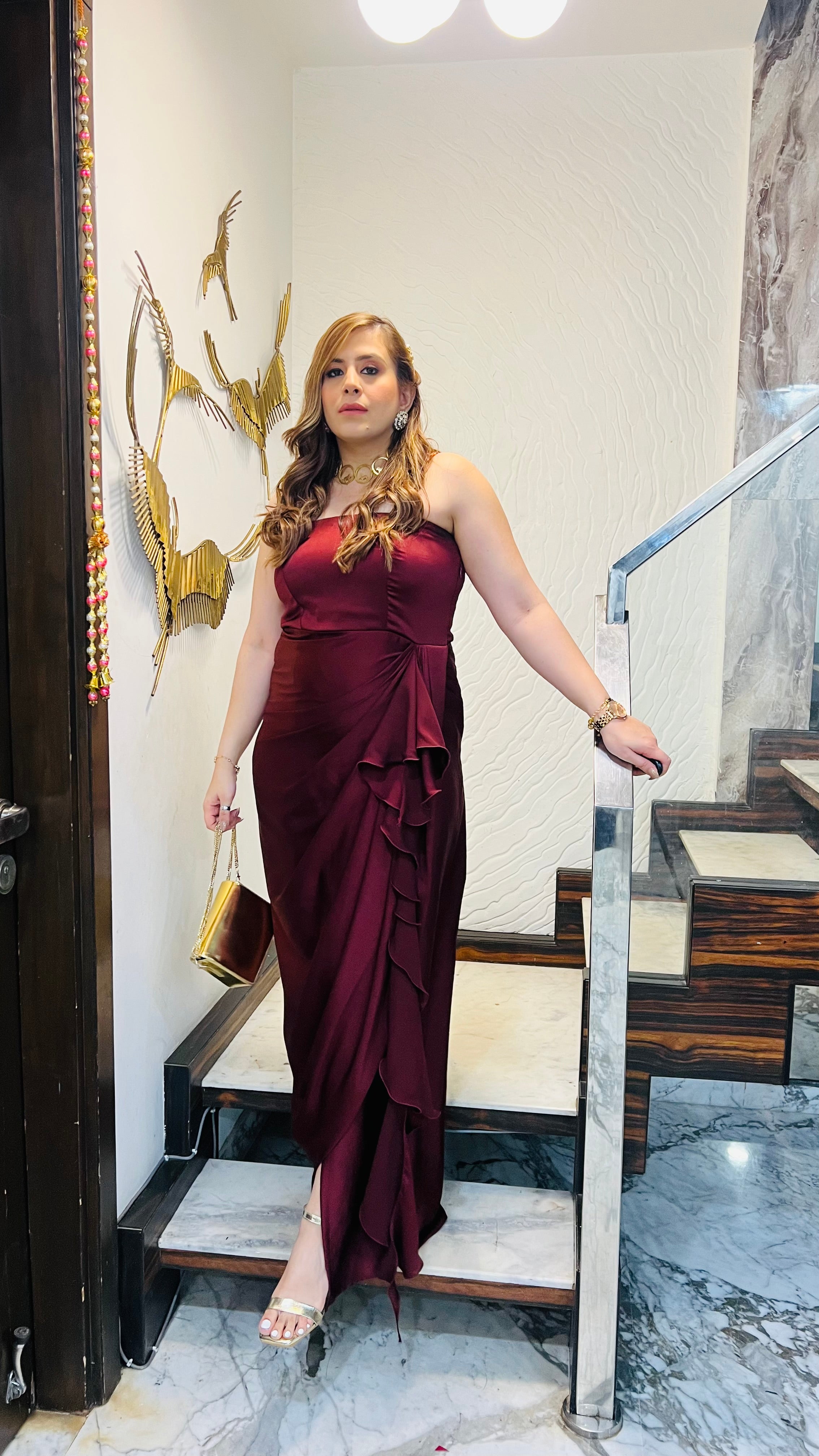 Maroon Italian Satin Drape