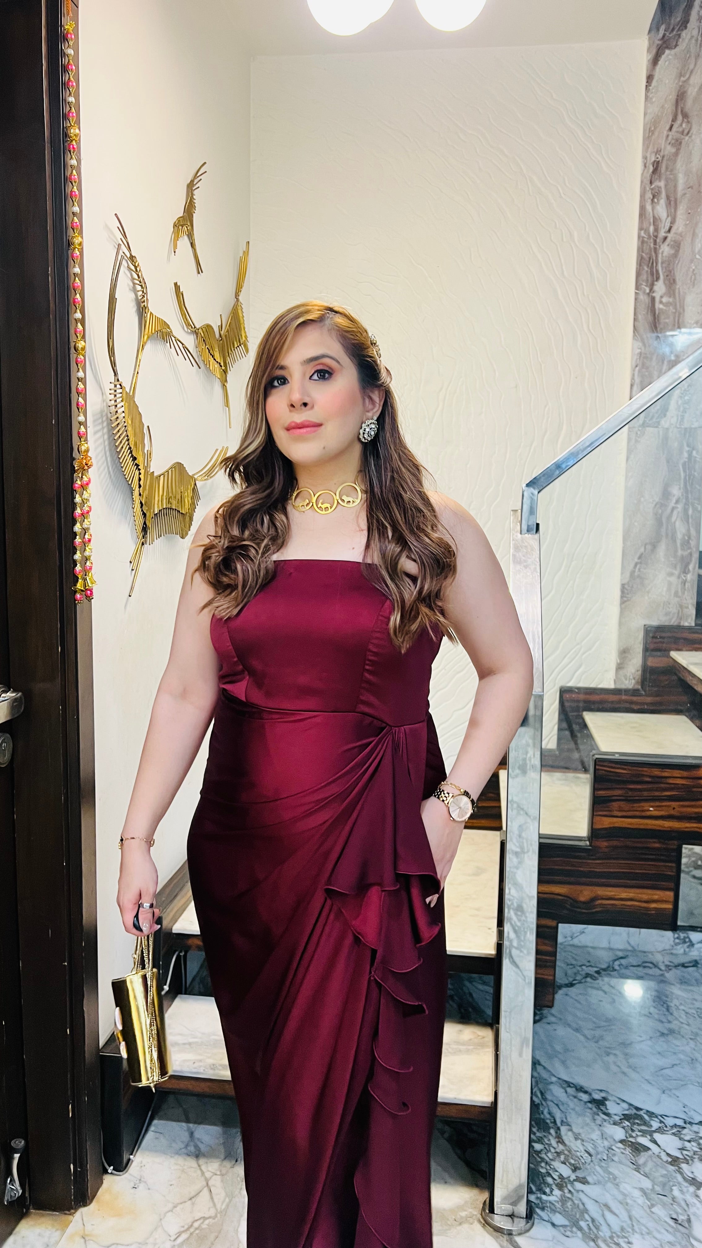 Maroon Italian Satin Drape