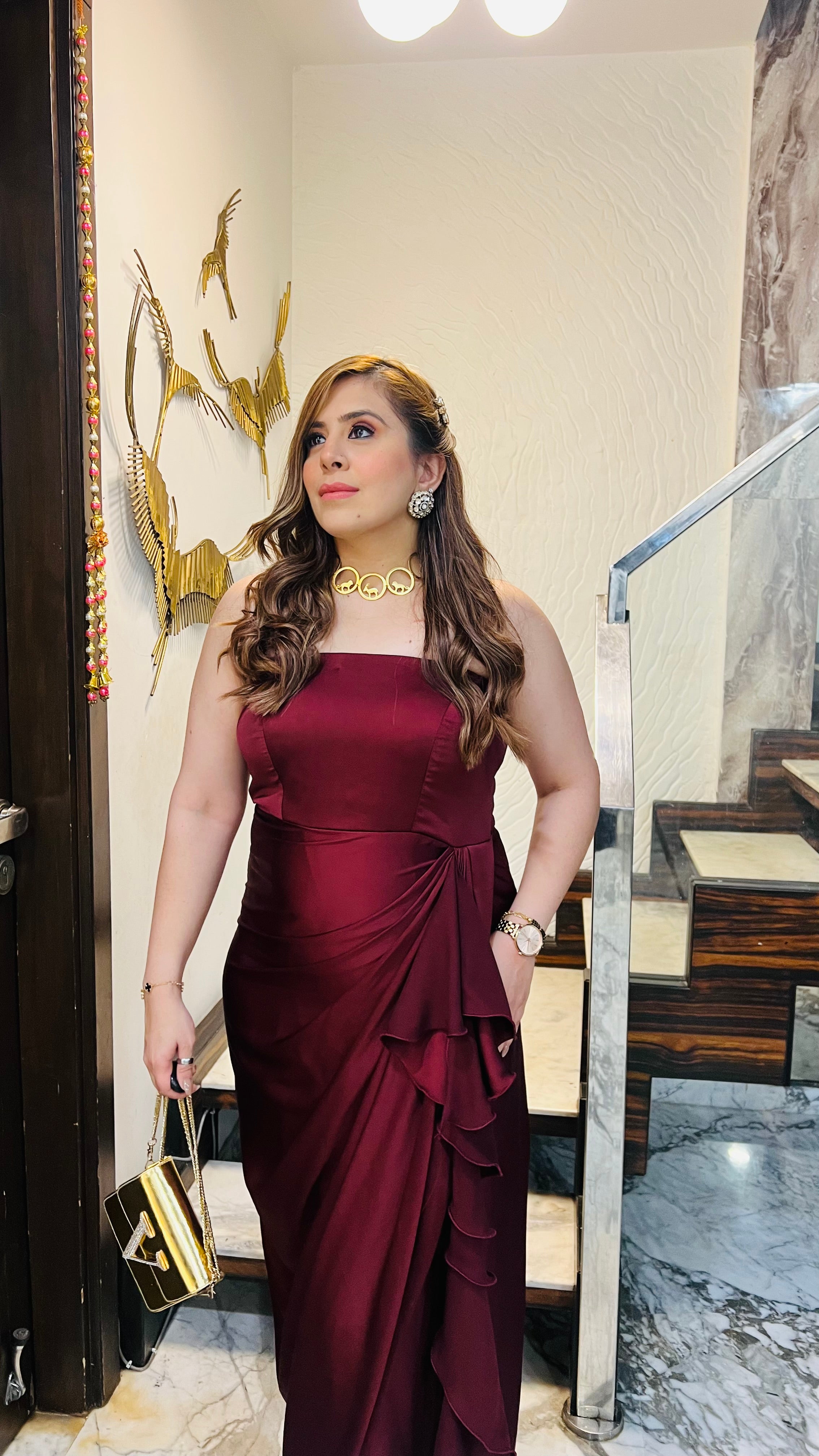 Maroon Italian Satin Drape