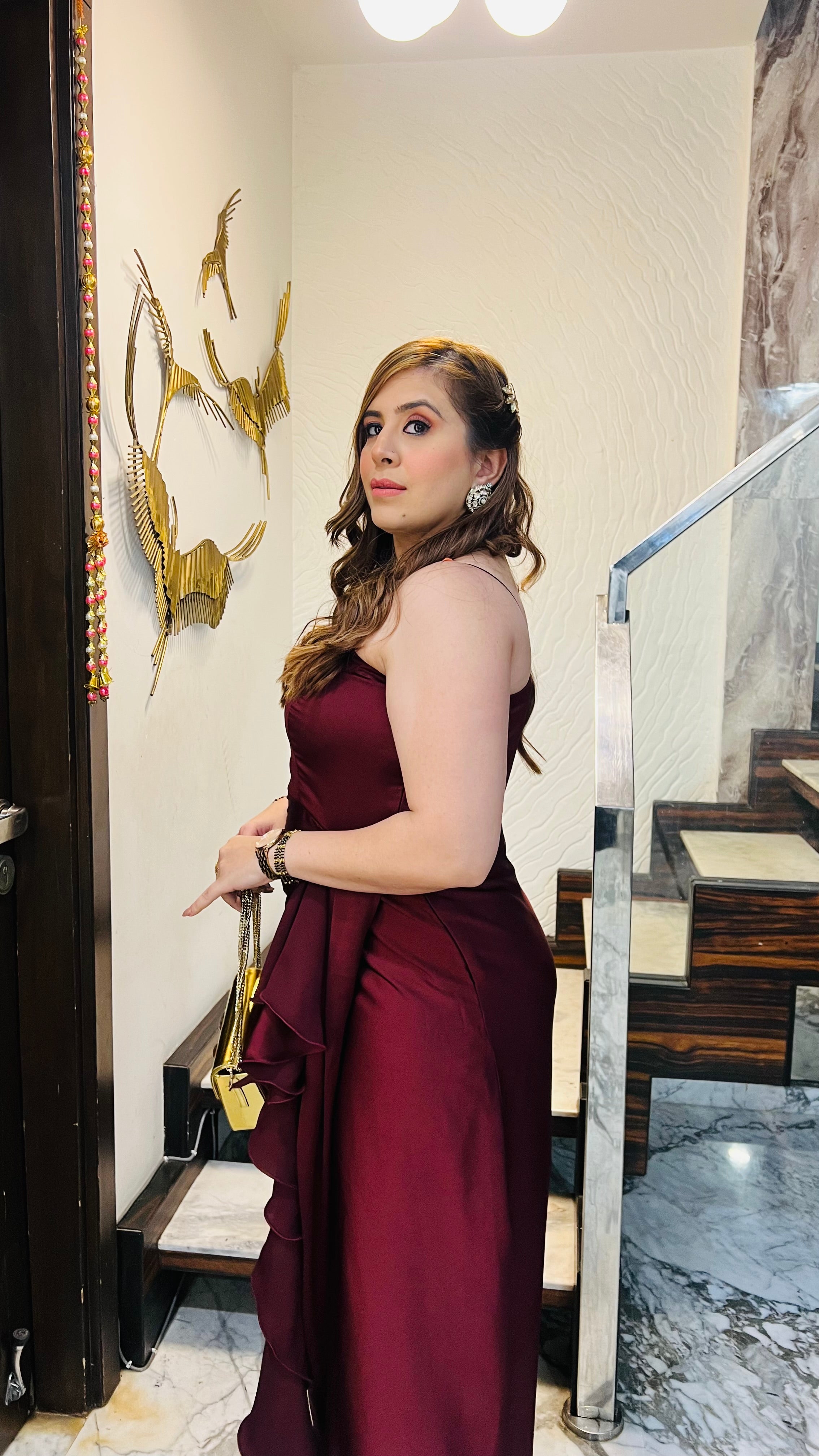 Maroon Italian Satin Drape