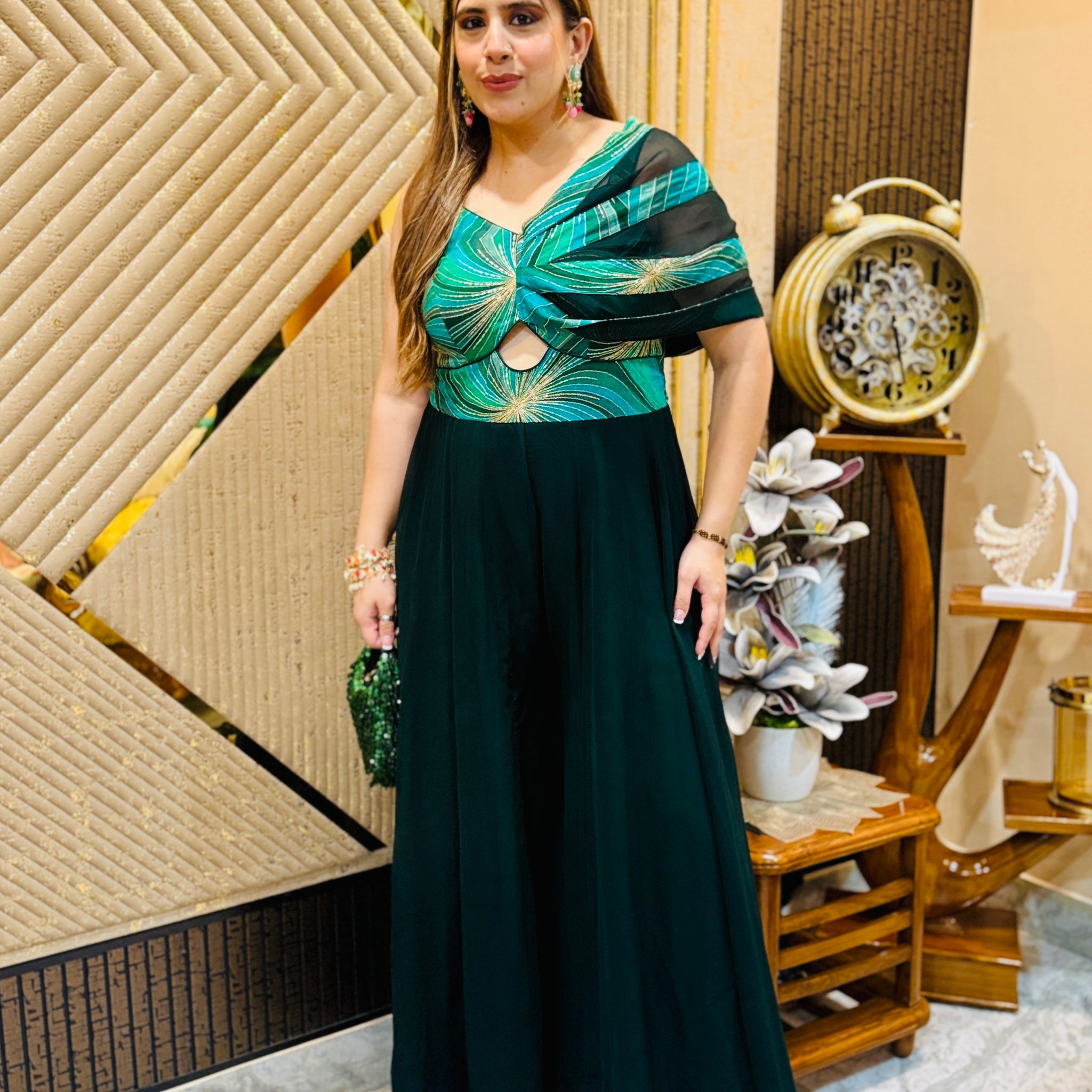 Forest Green Diwali Jumpsuit
