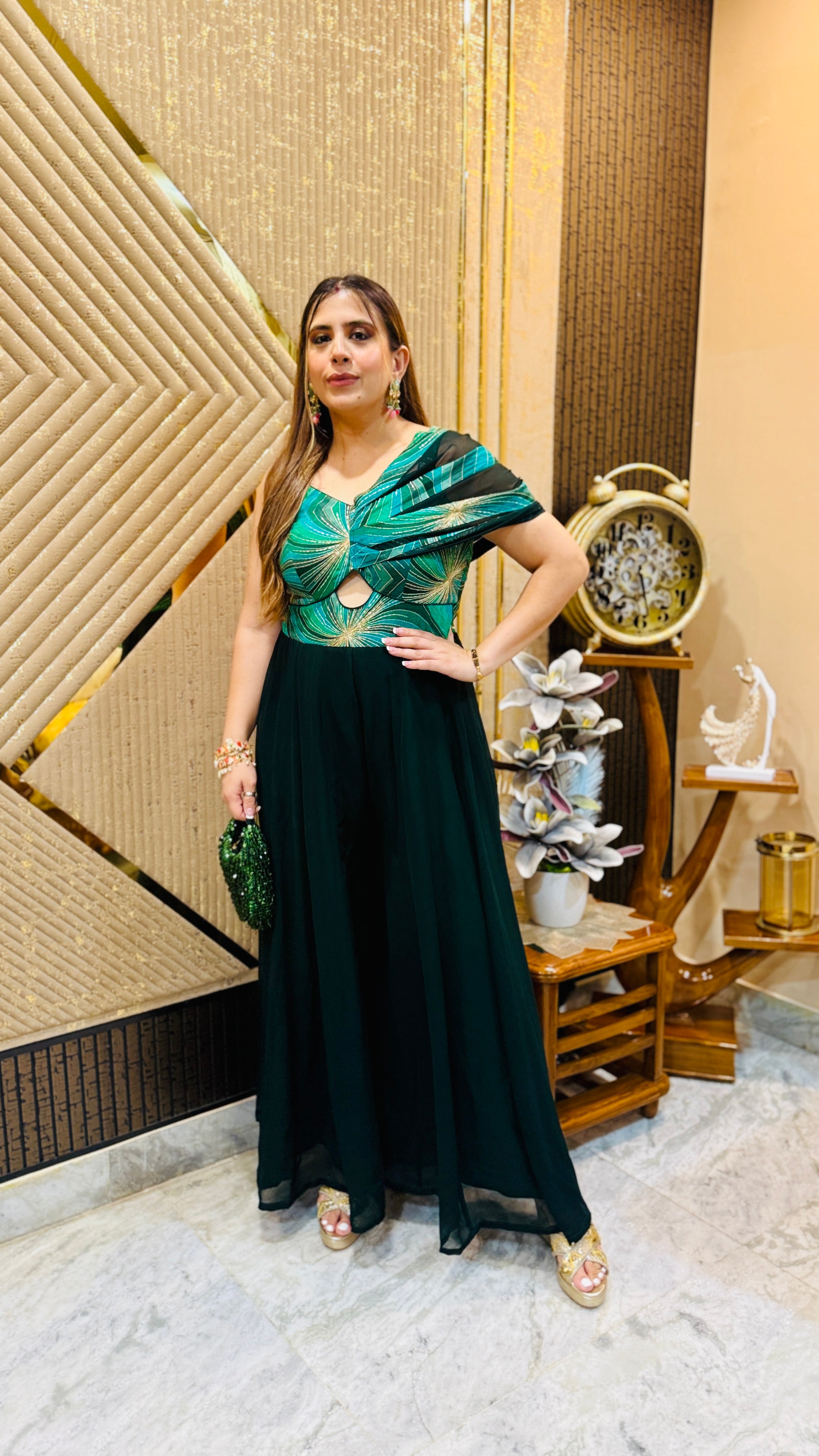 Forest Green Diwali Jumpsuit
