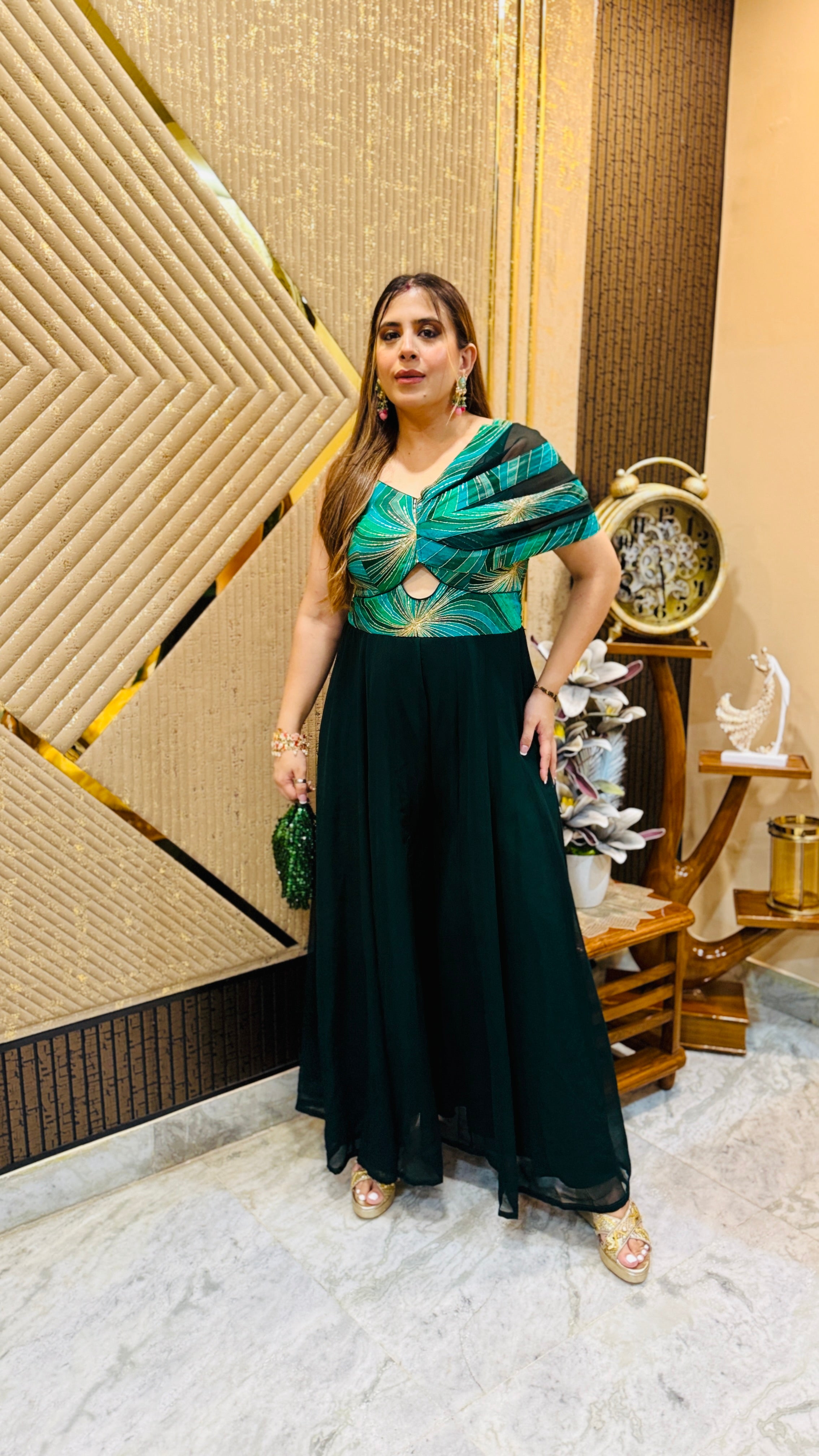 Forest Green Diwali Jumpsuit