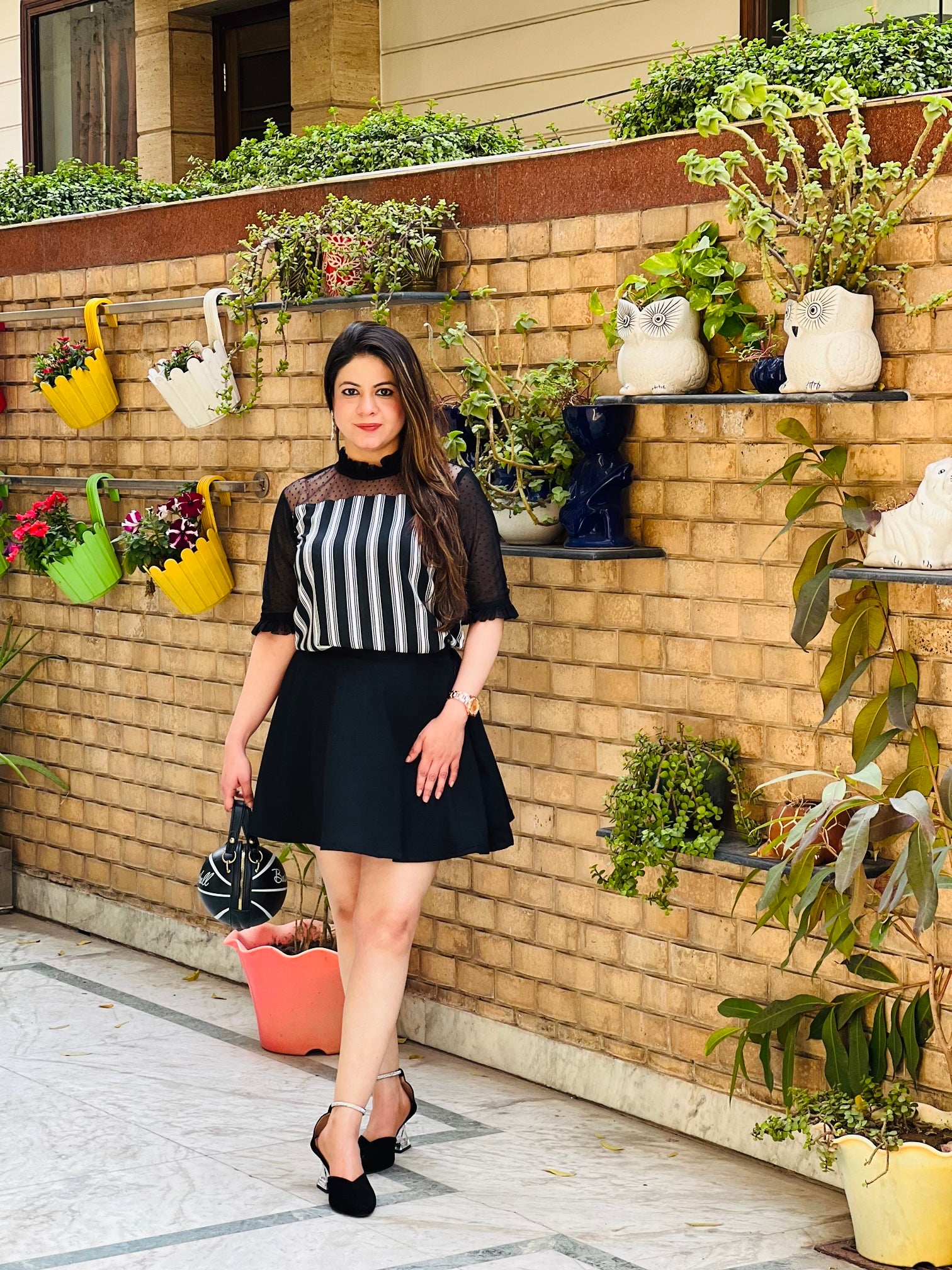 Black Summer Stripes Love Top