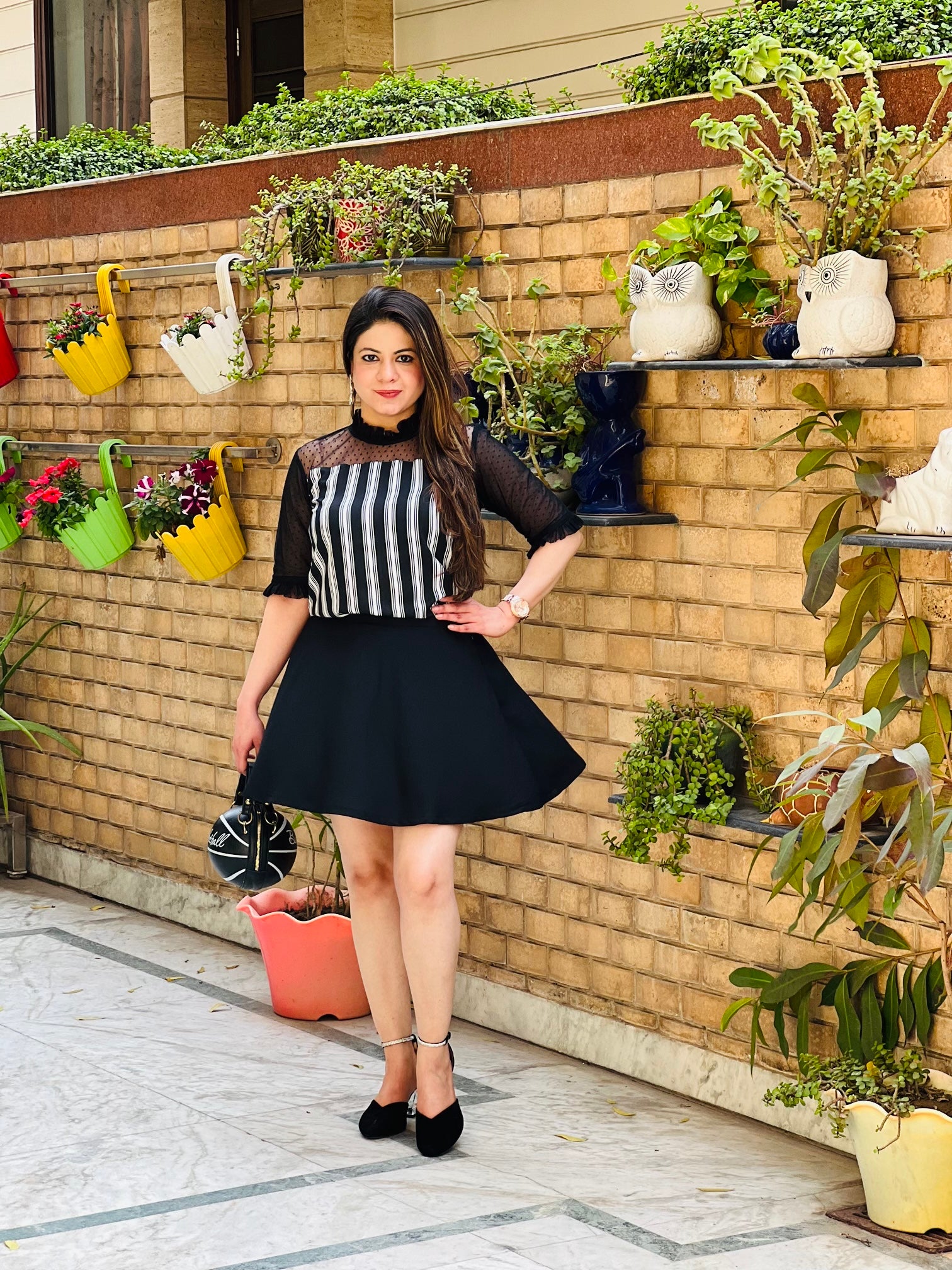 Black Summer Stripes Love Top