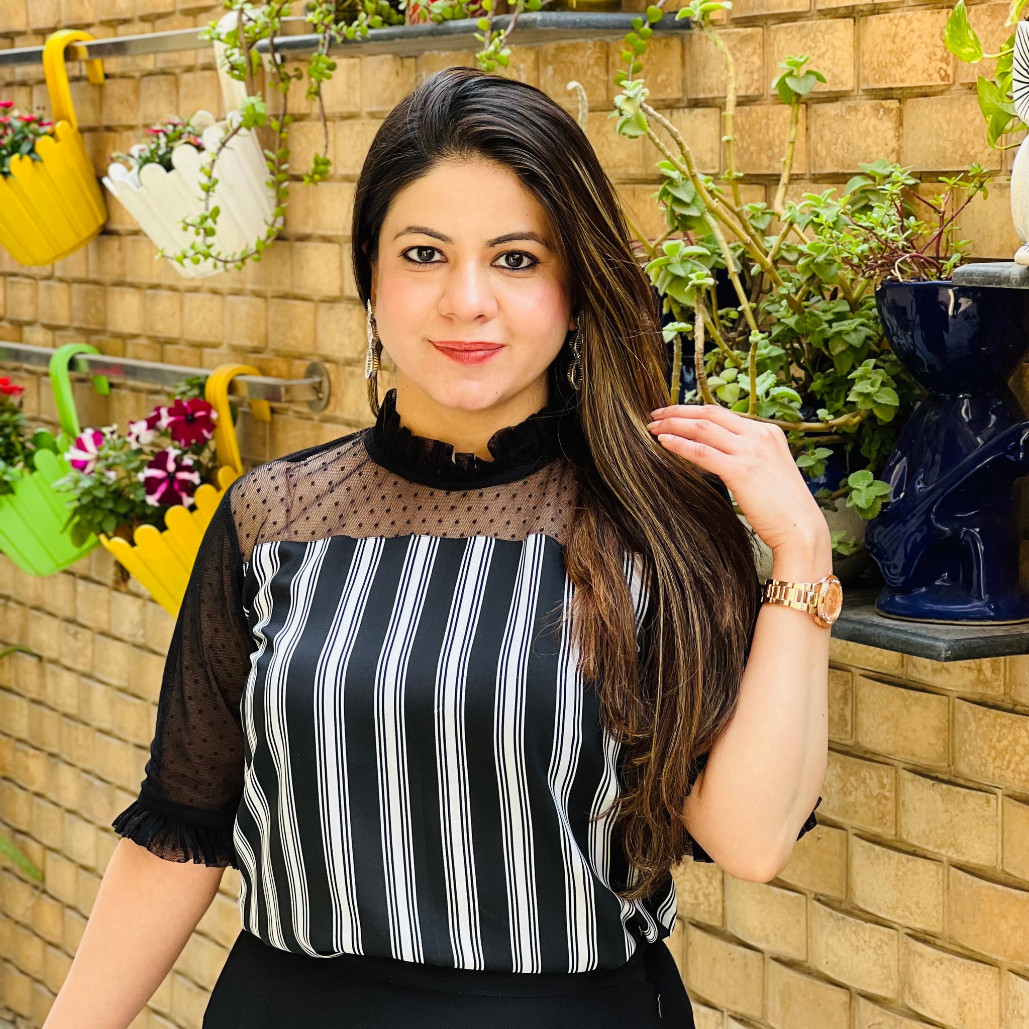 Black Summer Stripes Love Top