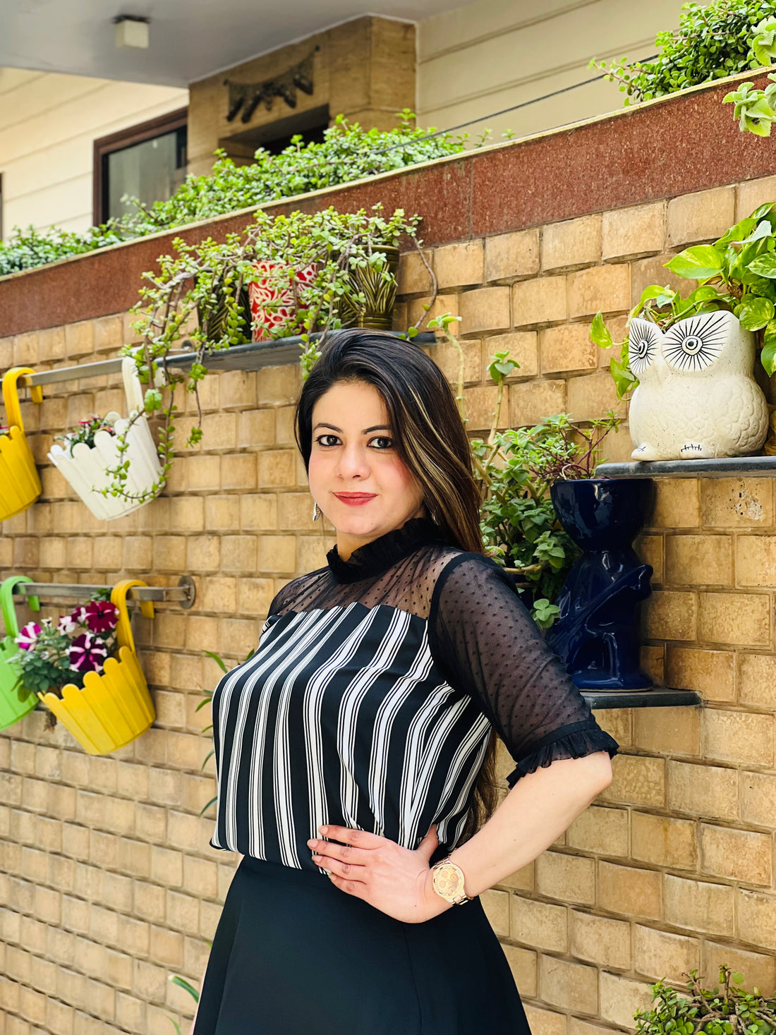 Black Summer Stripes Love Top