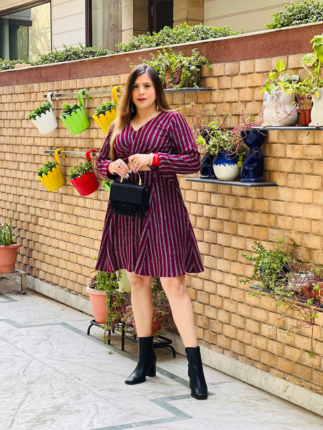 Wine Shimmer Dress