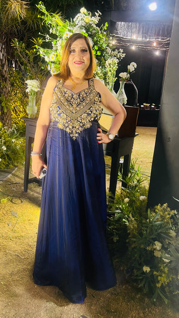 Navy Blue Reception Gown