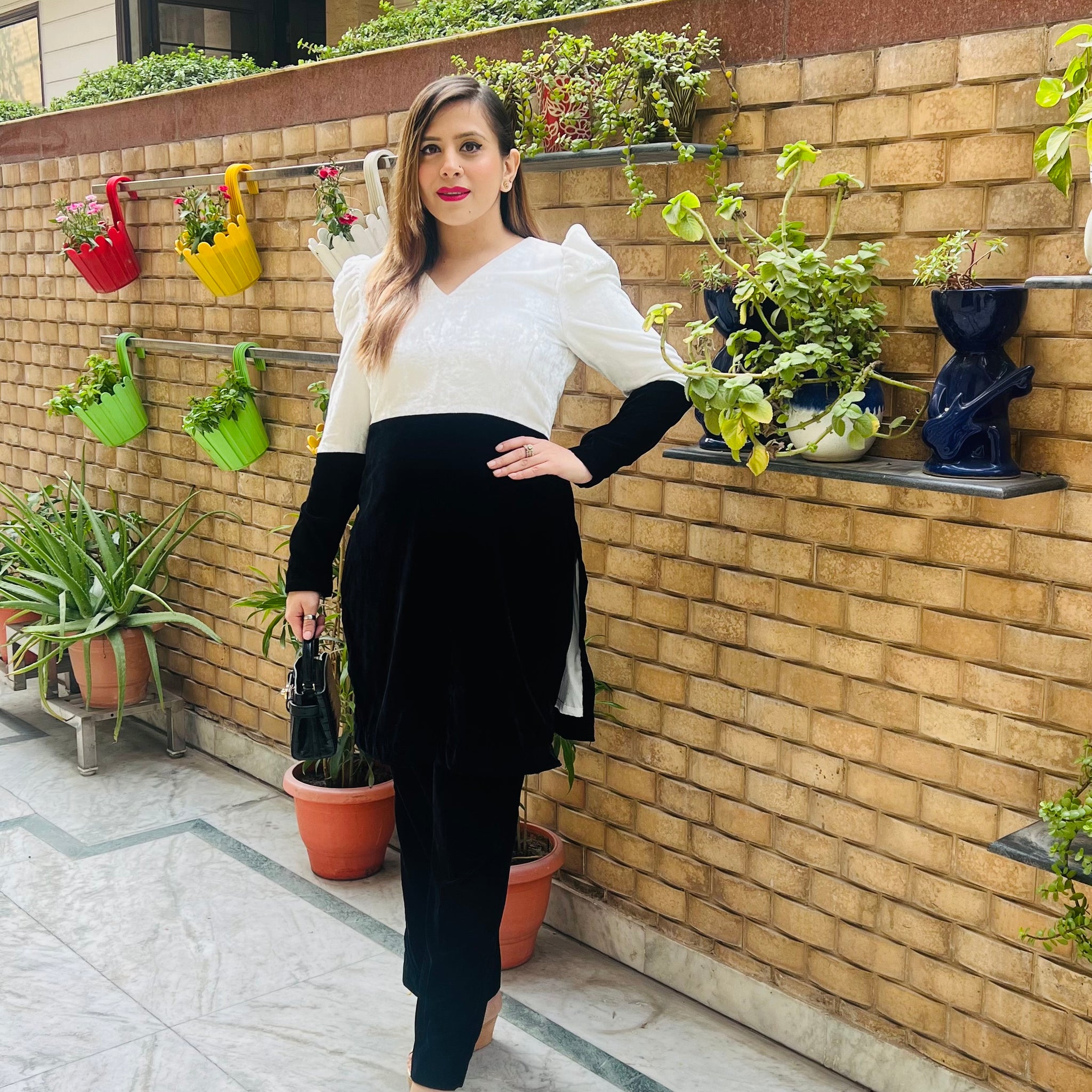 Black & White Velvet Co-Ord