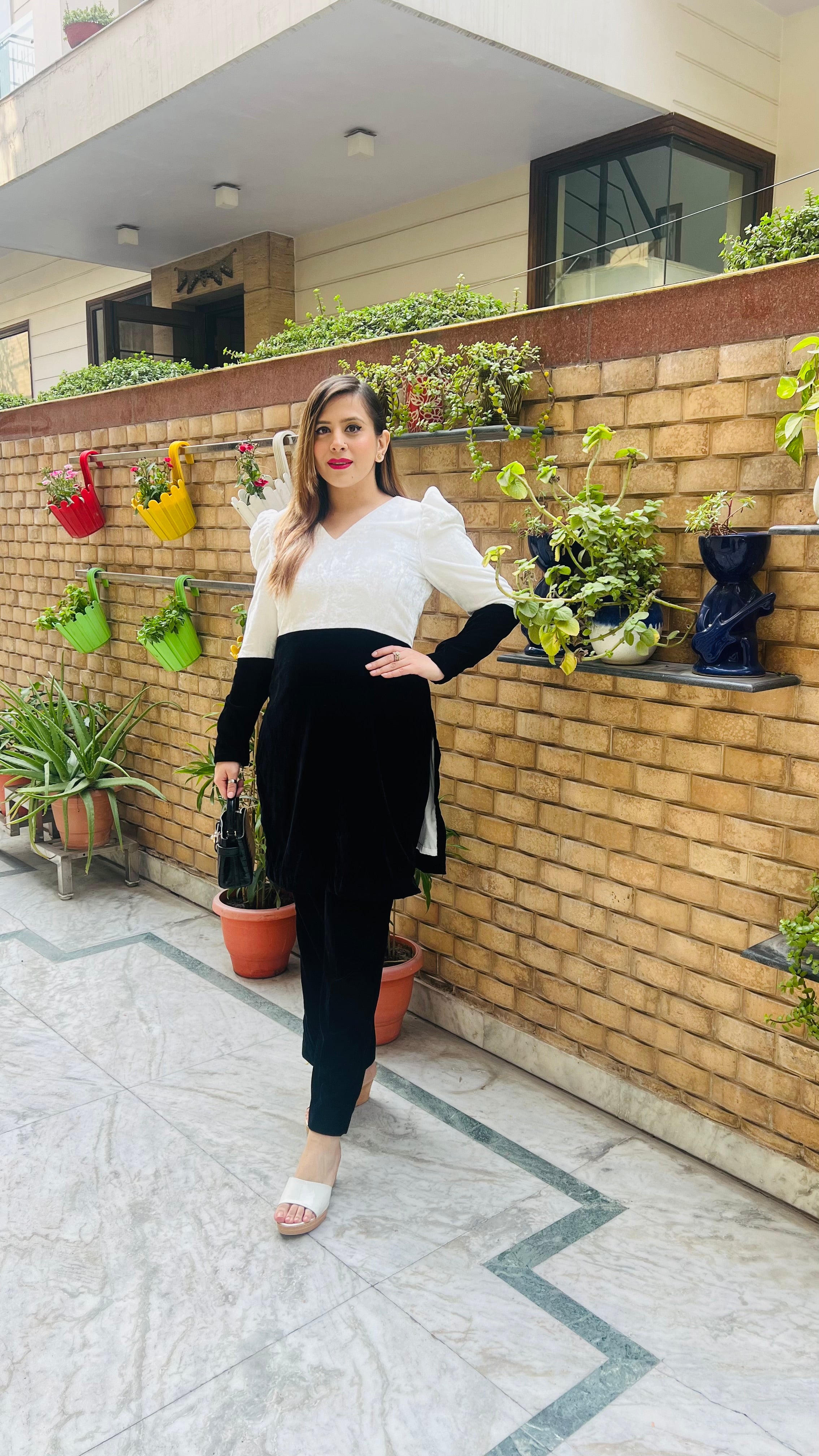 Black & White Velvet Co-Ord