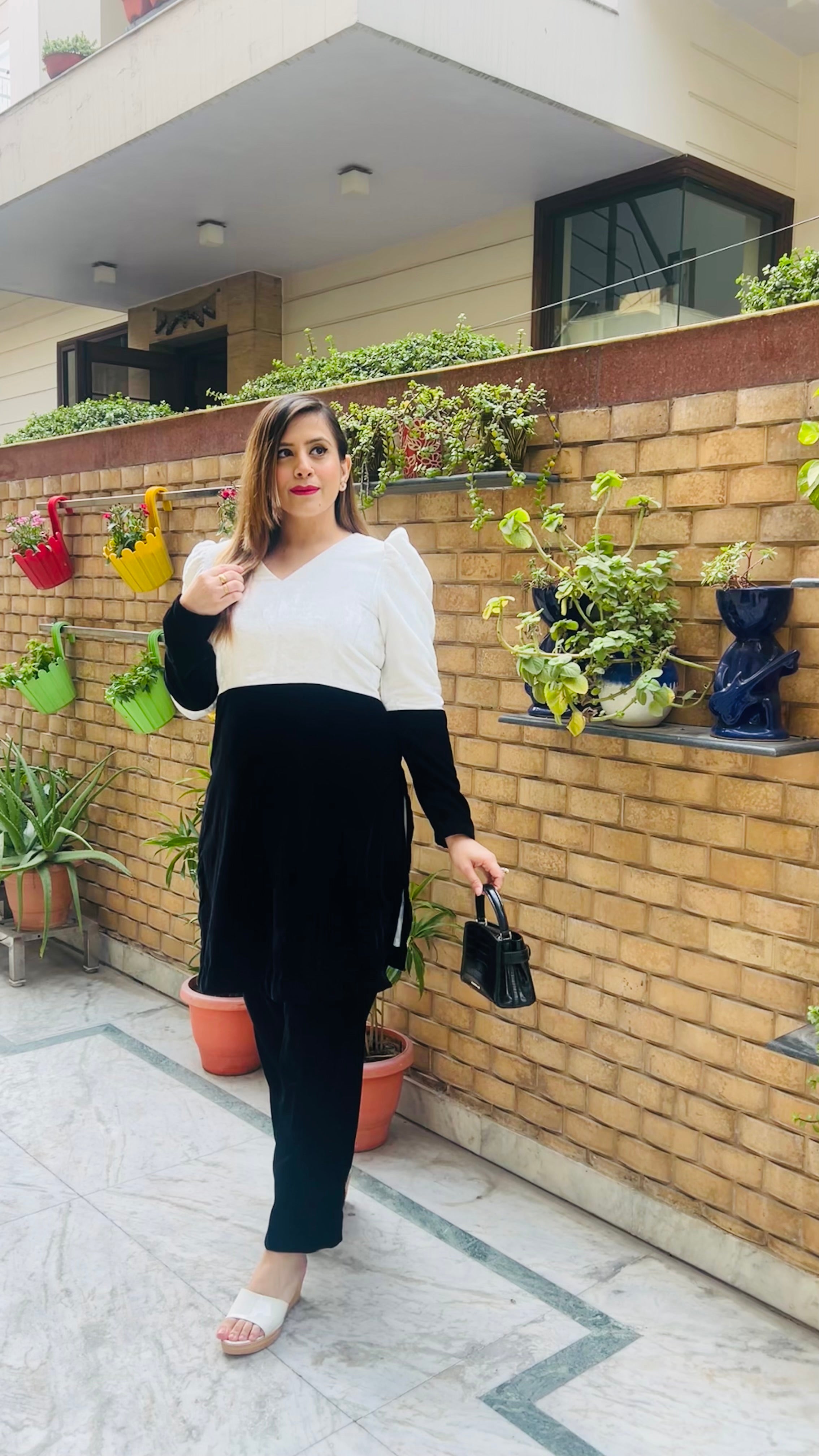 Black & White Velvet Co-Ord