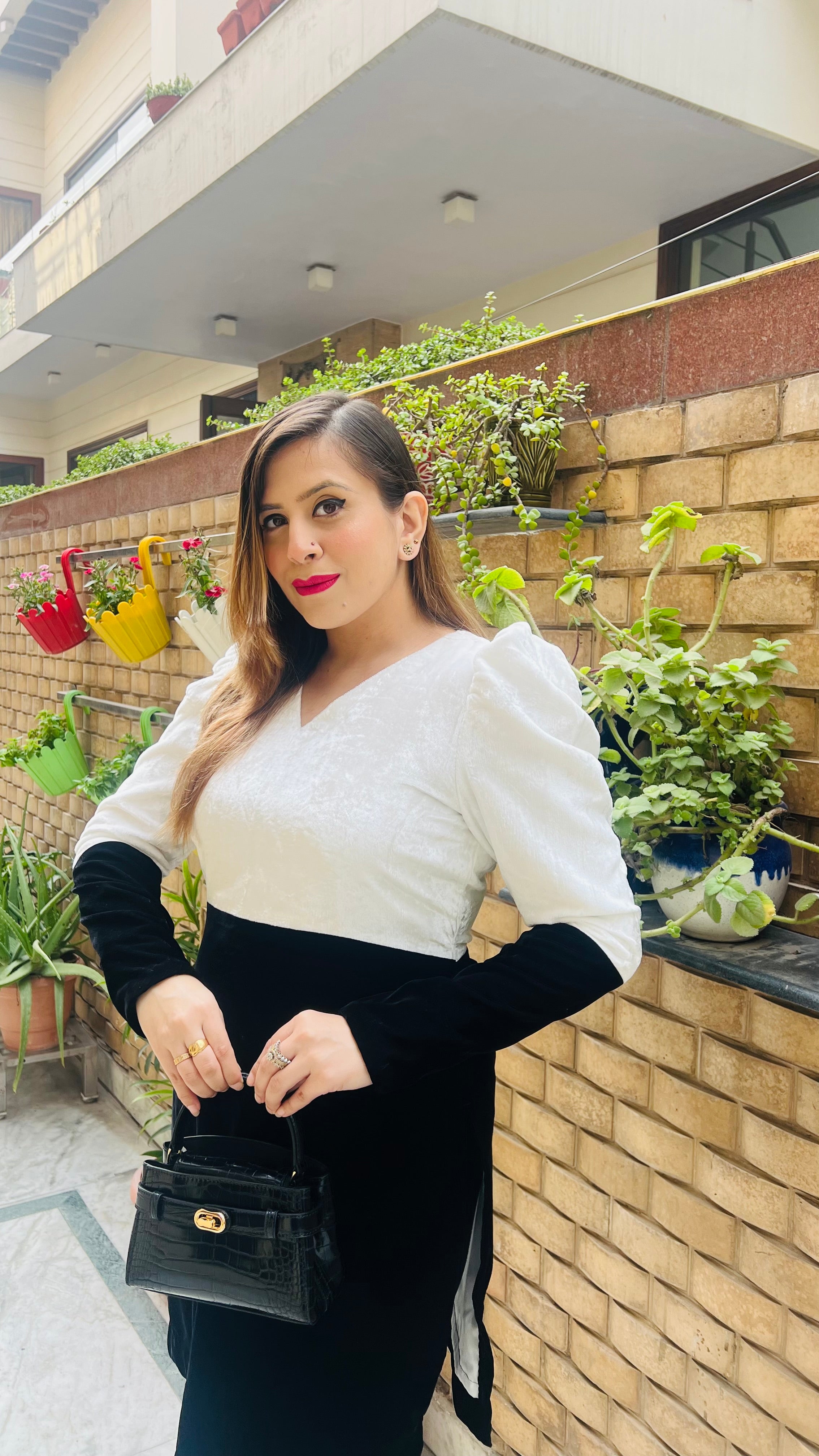 Black & White Velvet Co-Ord