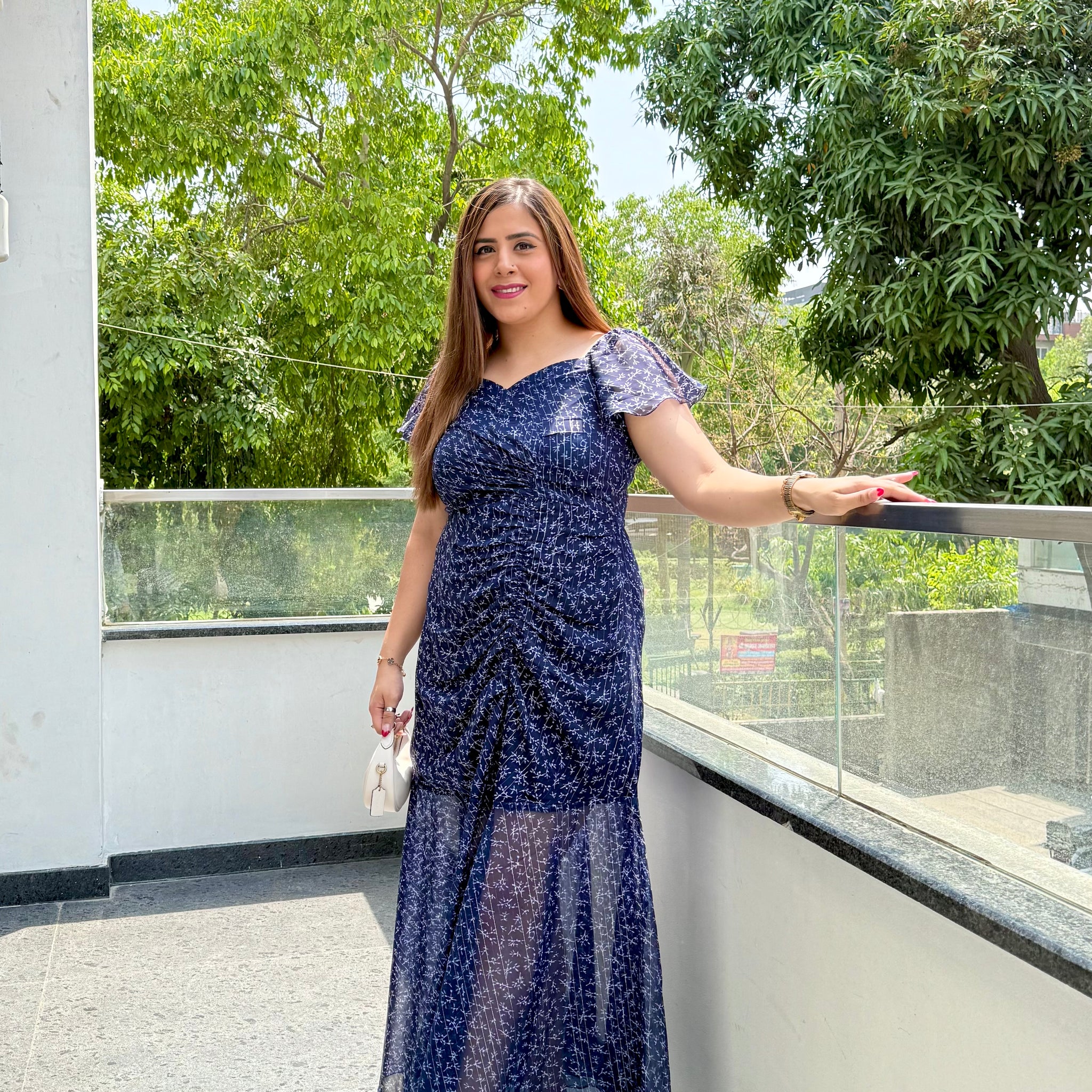 Dare to Blue Drape Maxi Dress