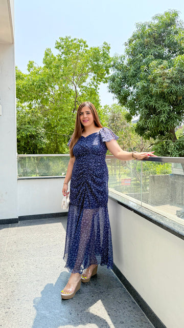 Dare to Blue Drape Maxi Dress