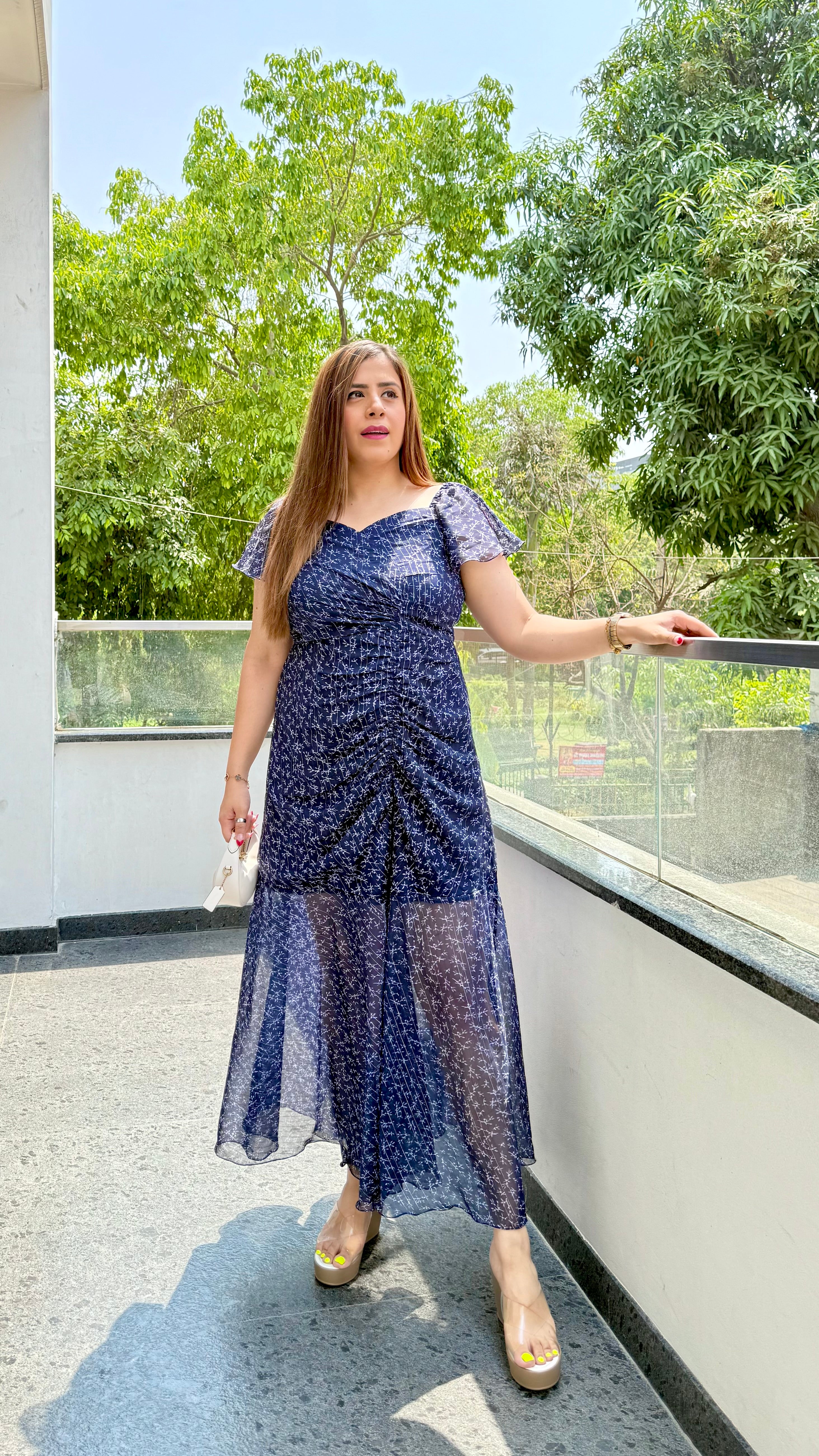 Dare to Blue Drape Maxi Dress