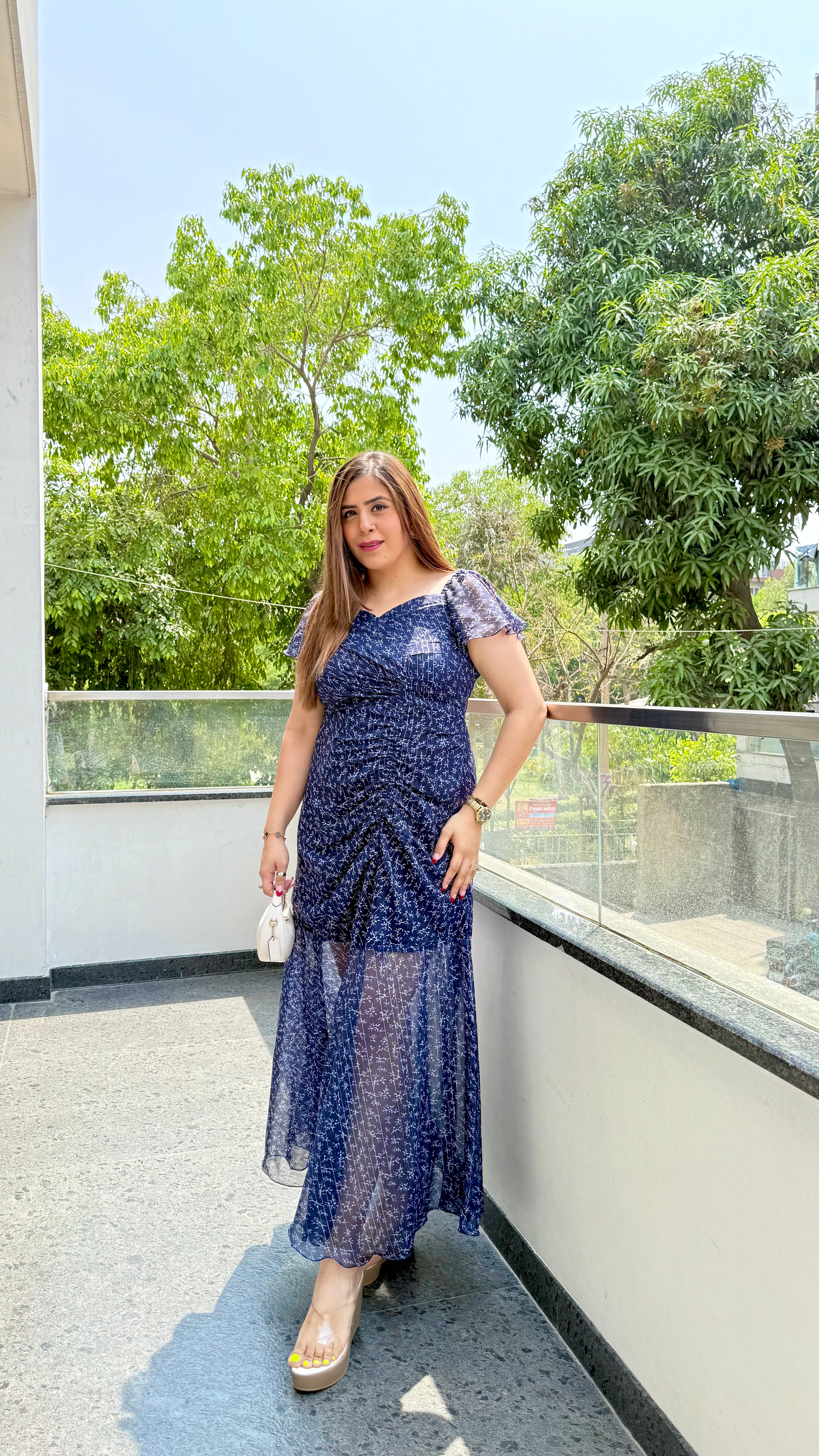 Dare to Blue Drape Maxi Dress