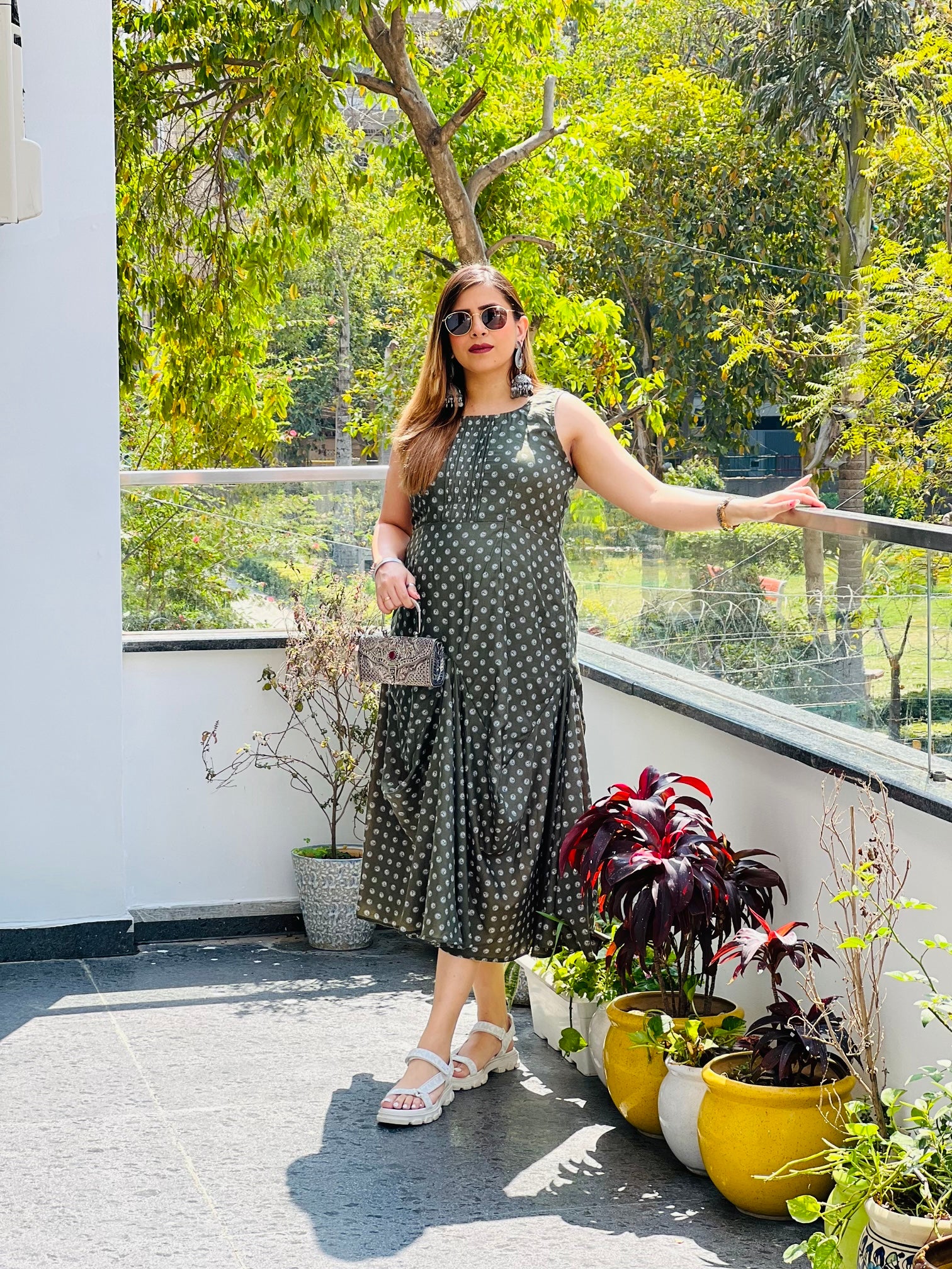 Green Casual Drape Dress | Designer Dress
