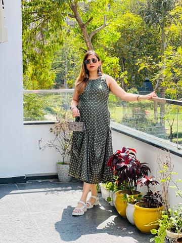 Green Casual Drape Dress