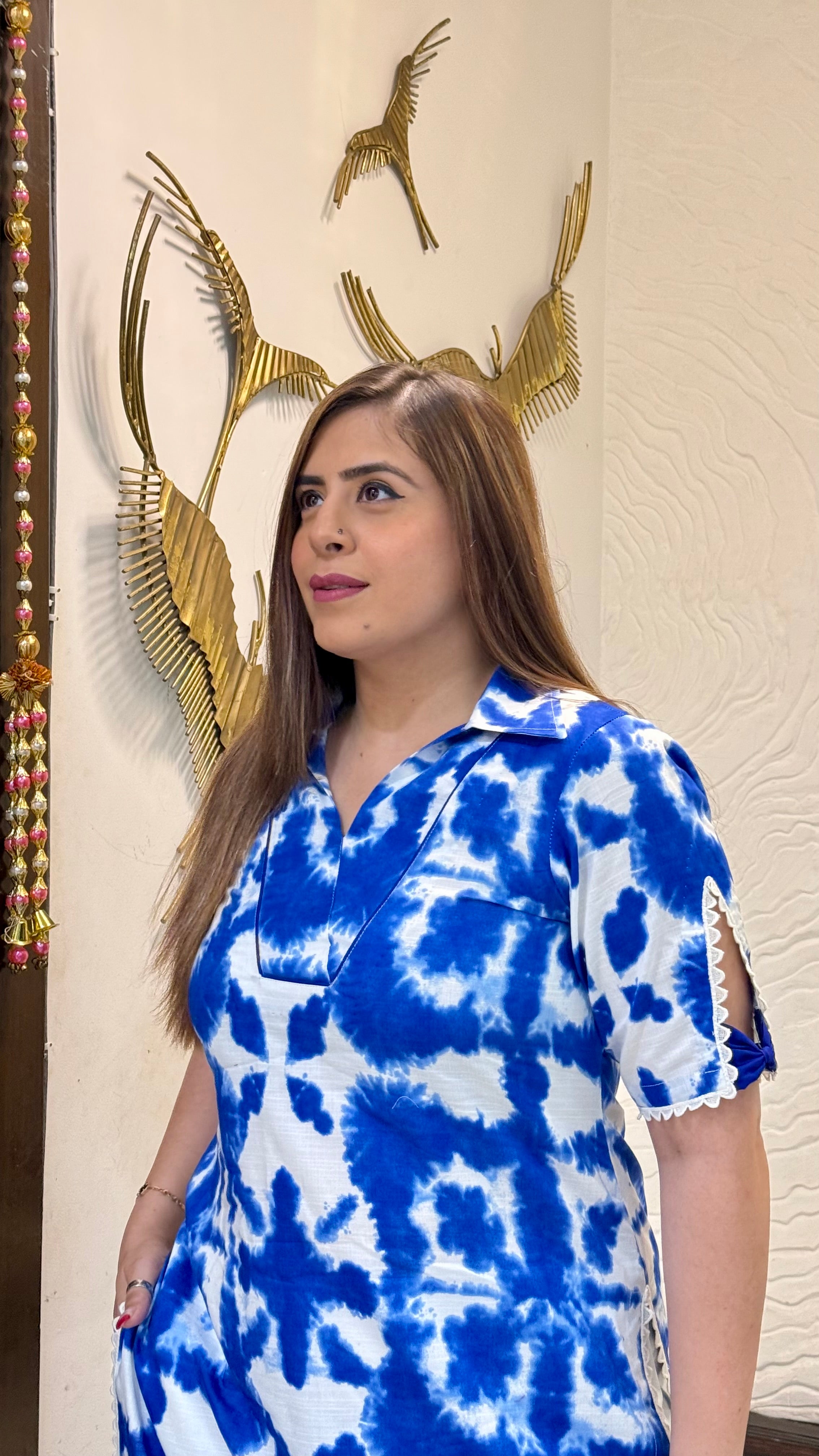 Collar Me Blue Kurti