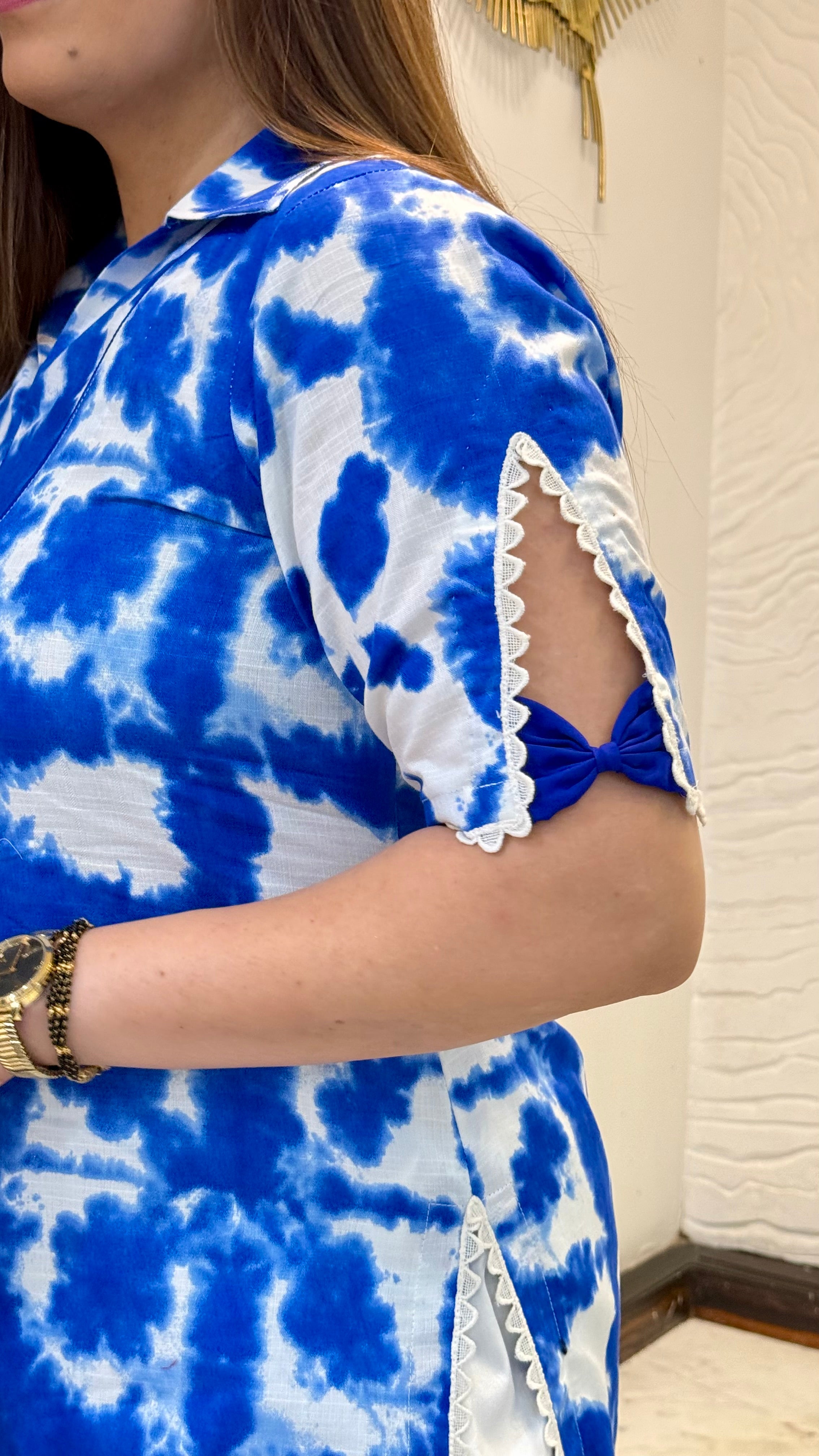 Collar Me Blue Kurti