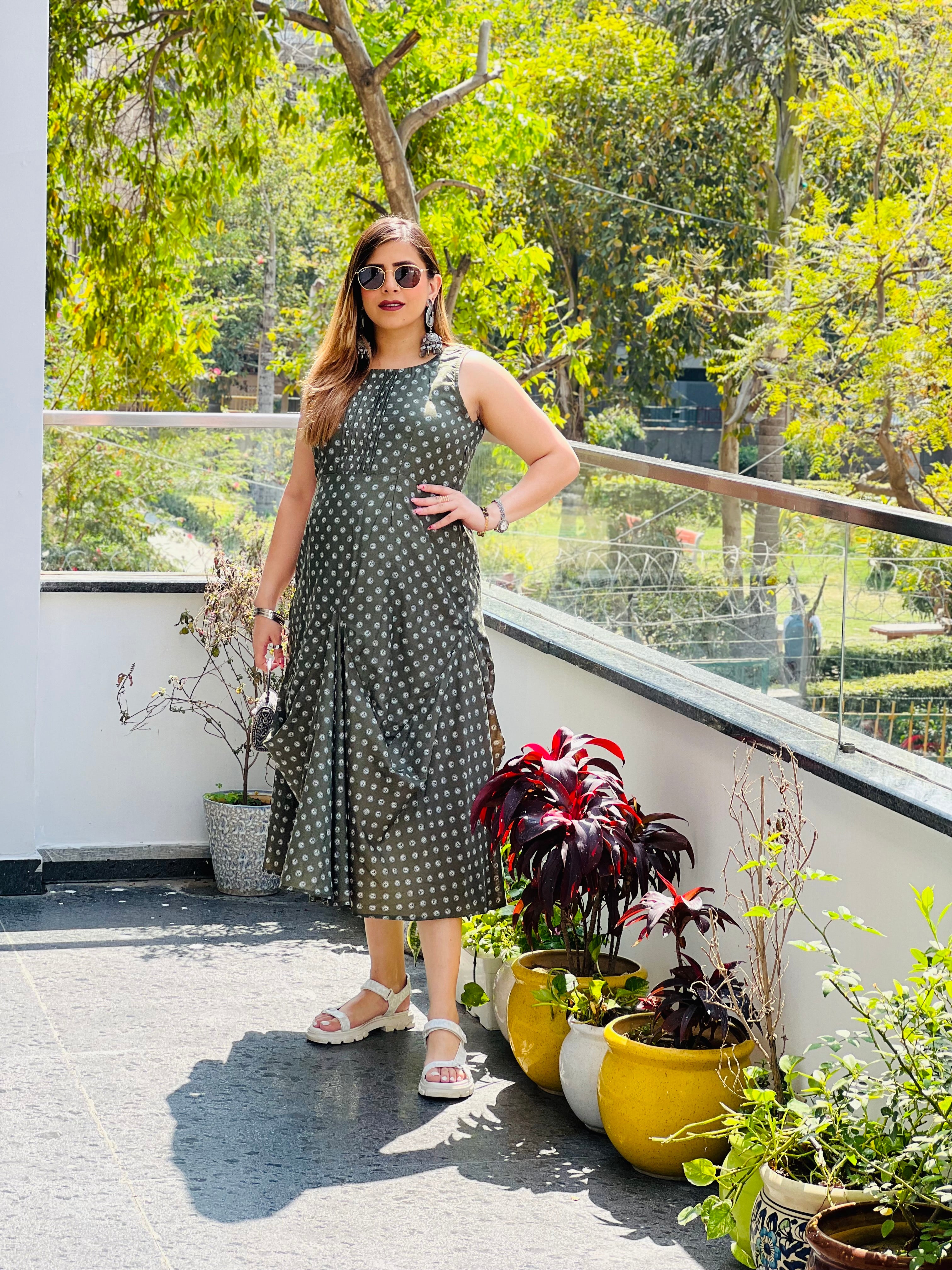 Green Casual Drape Dress