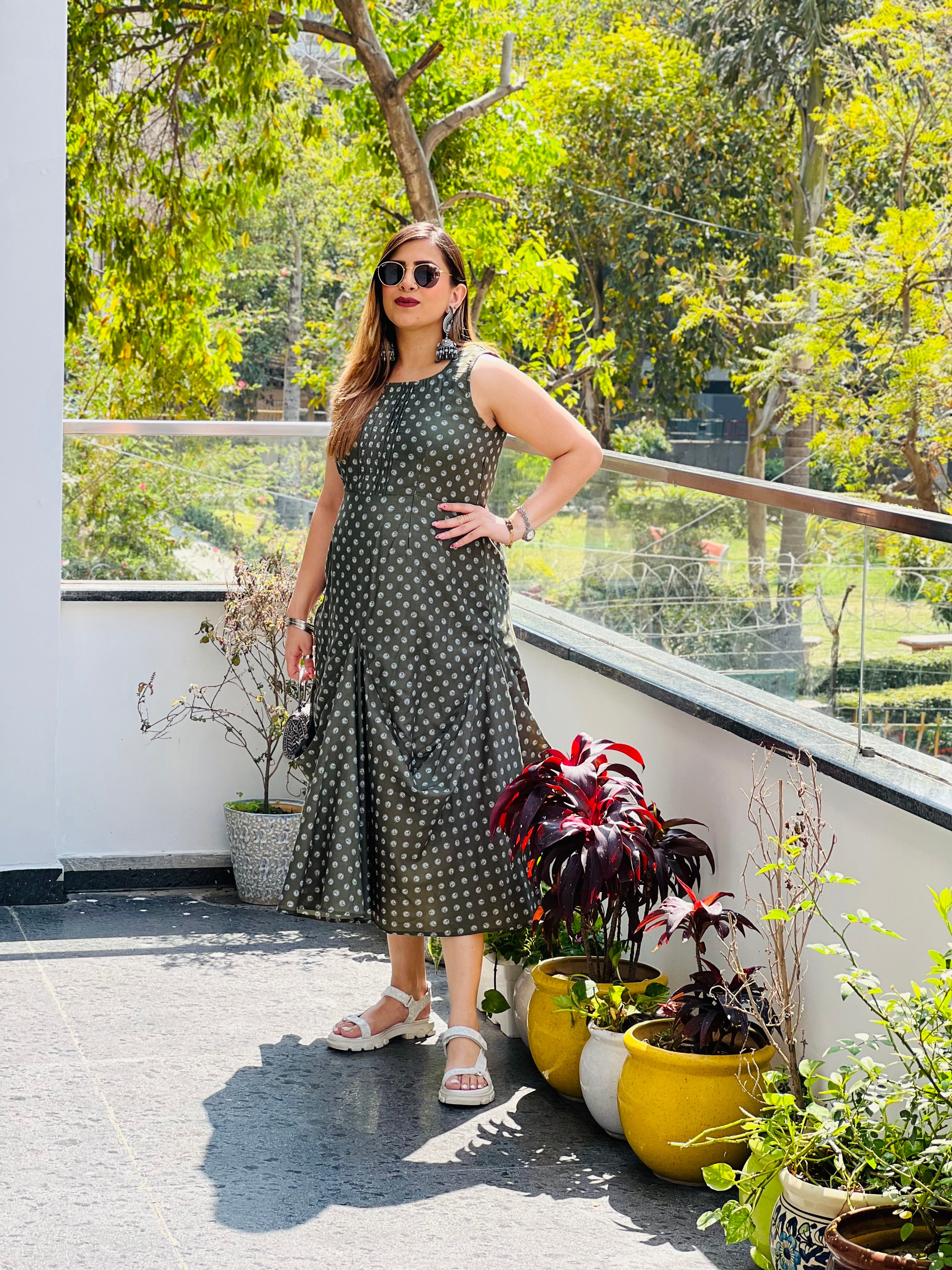 Green Casual Drape Dress