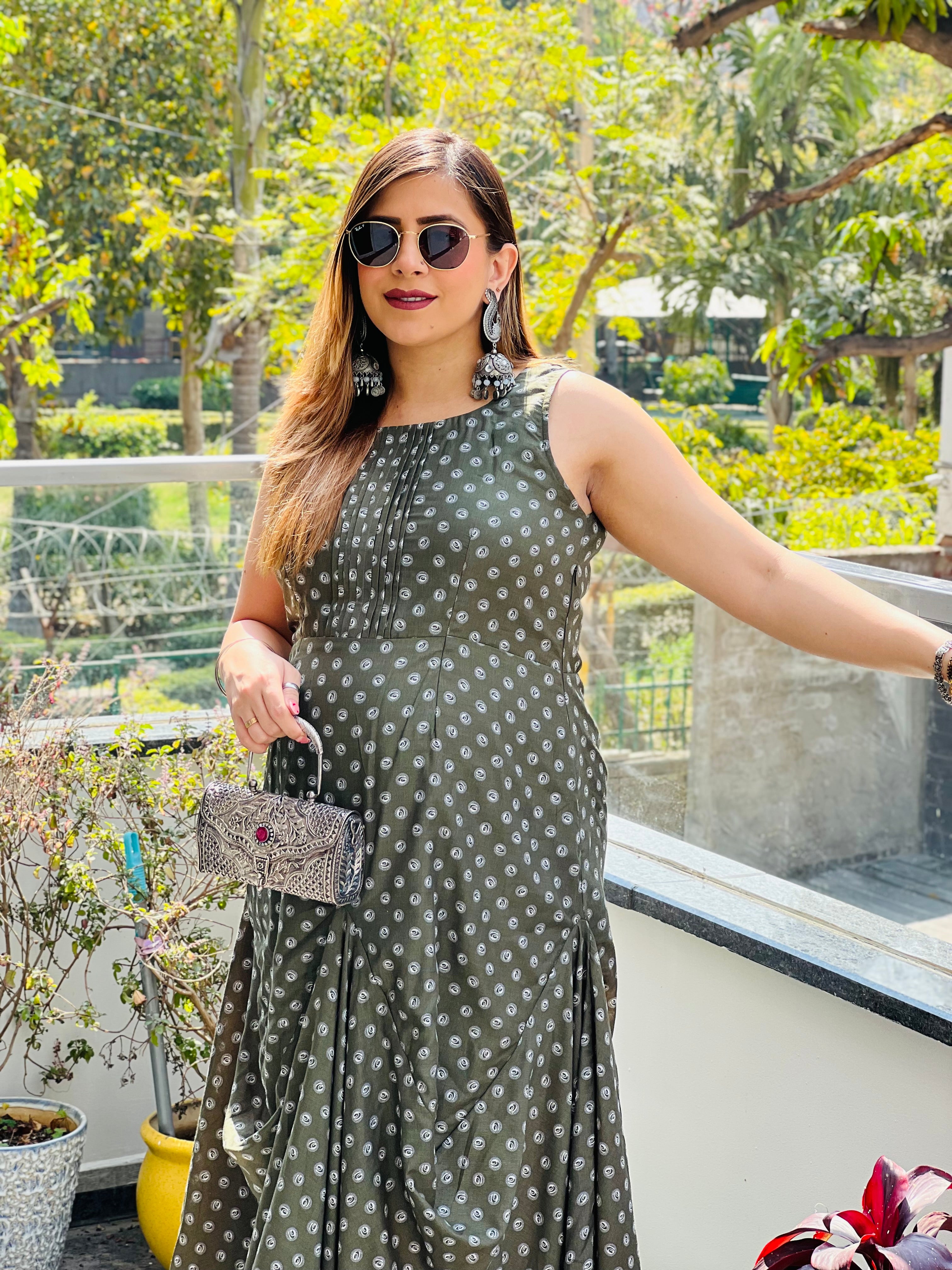 Green Casual Drape Dress