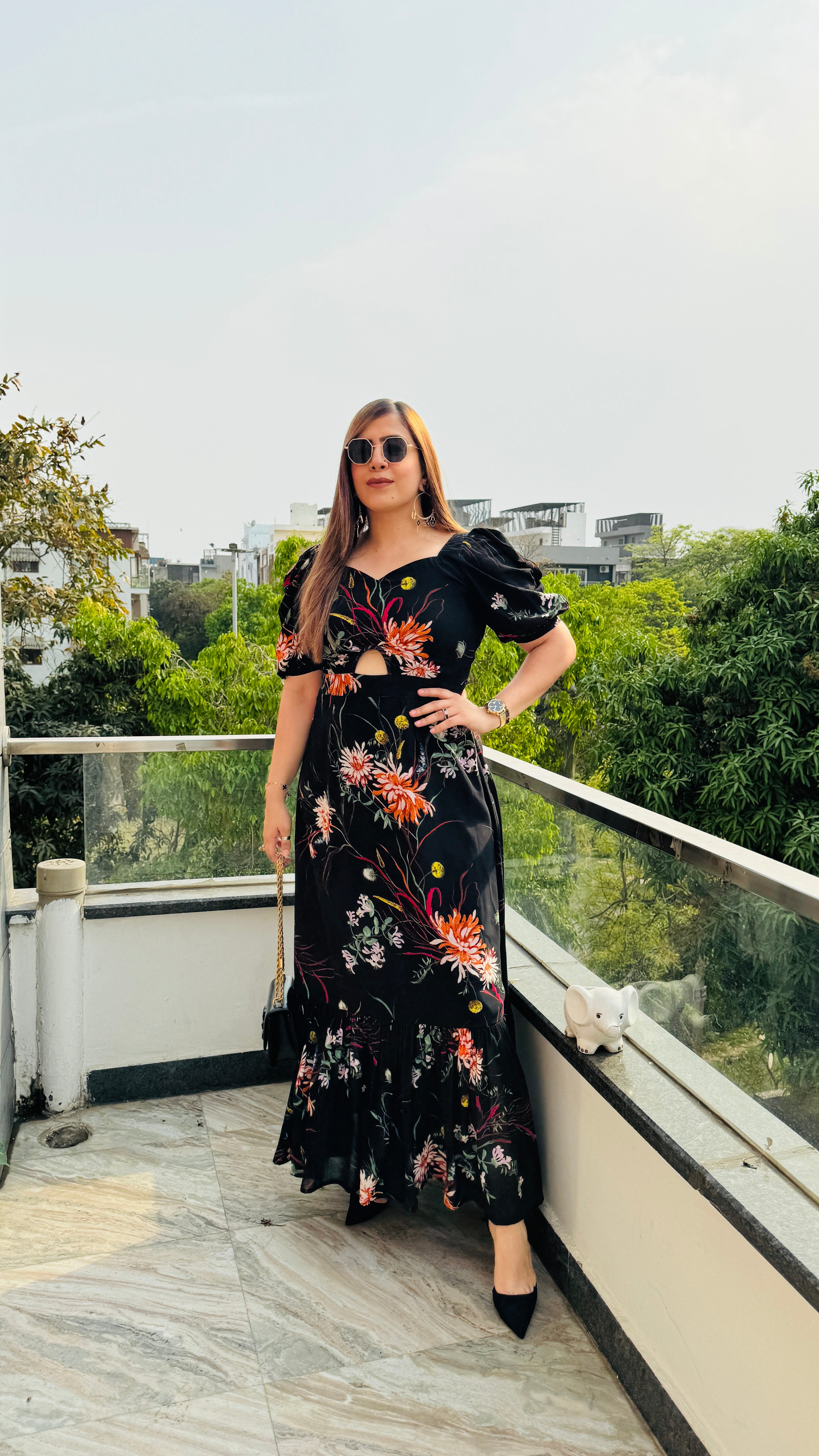 Black Cut Maxi Dress