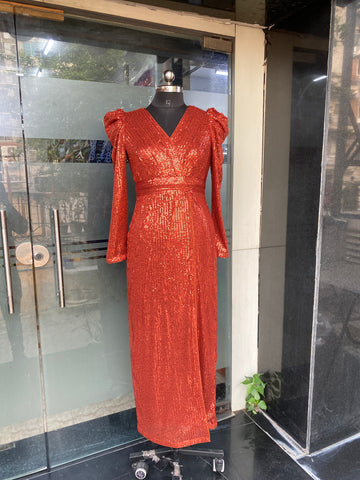 Rust Sequin Gown