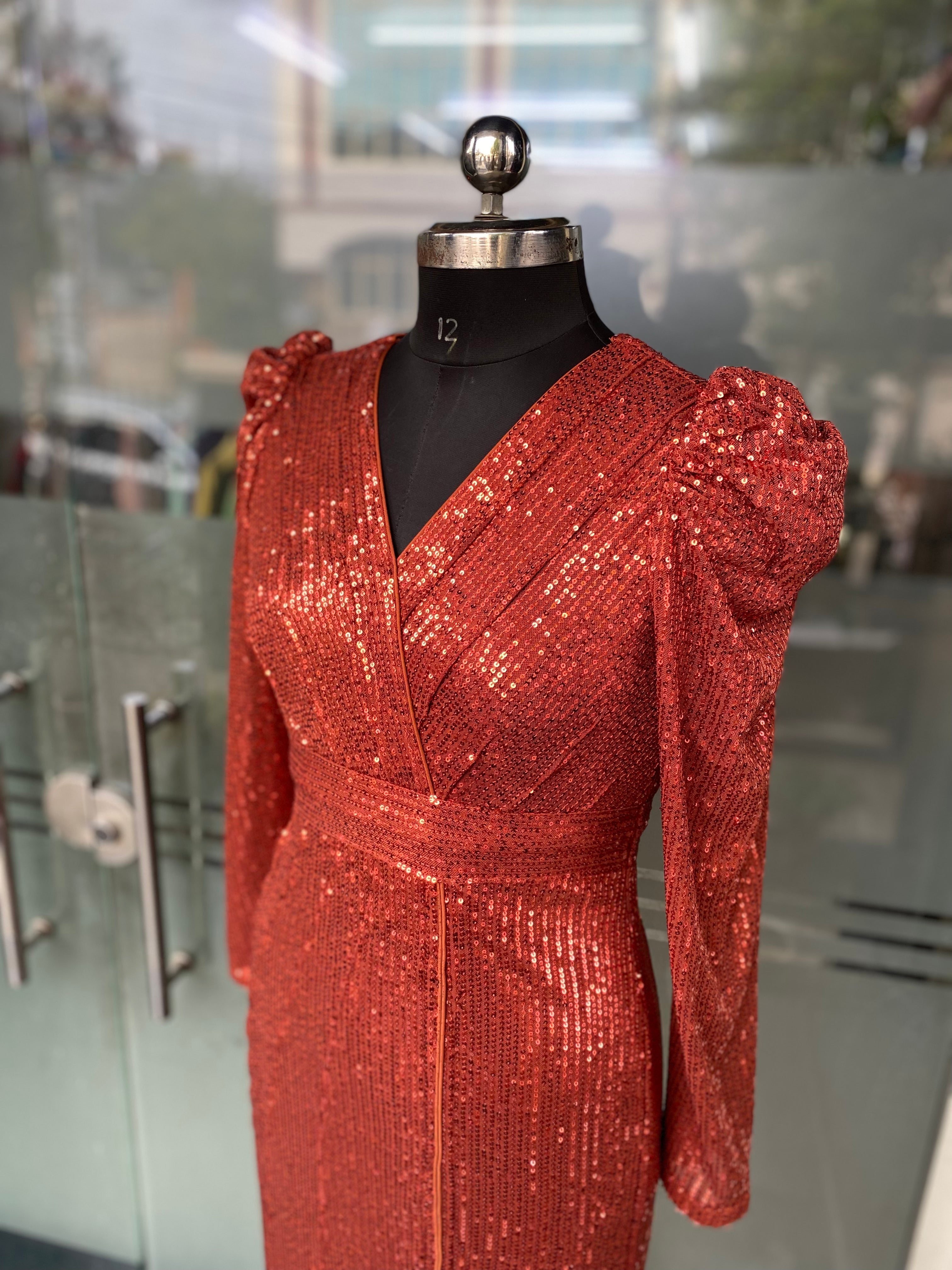 Rust Sequin Gown