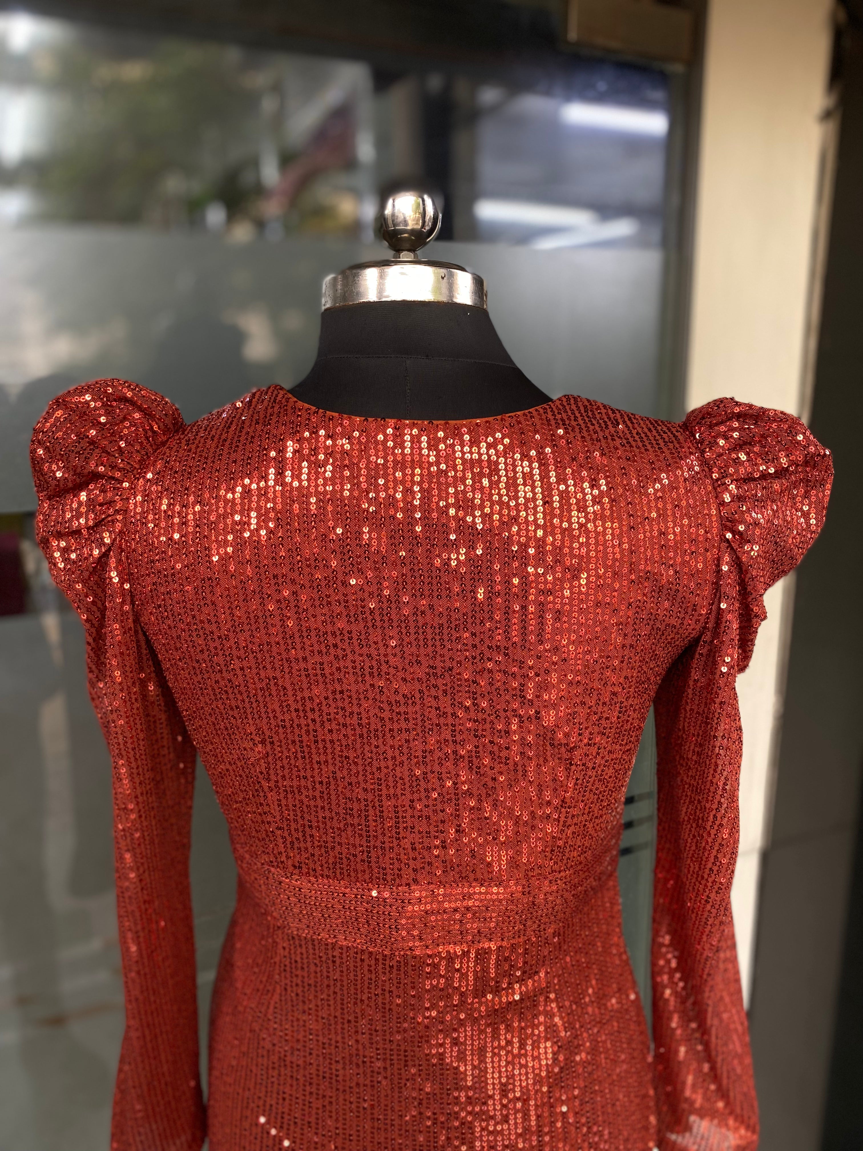 Rust Sequin Gown