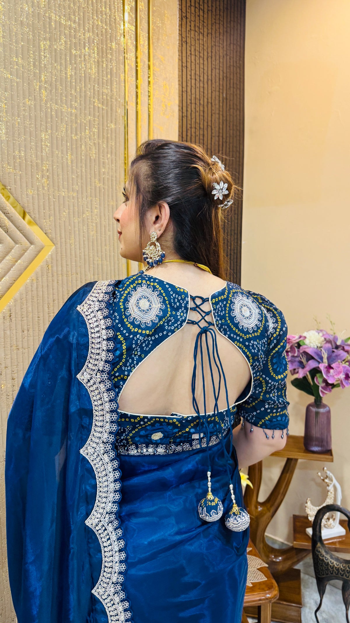 Mafia Blue Organza Saree