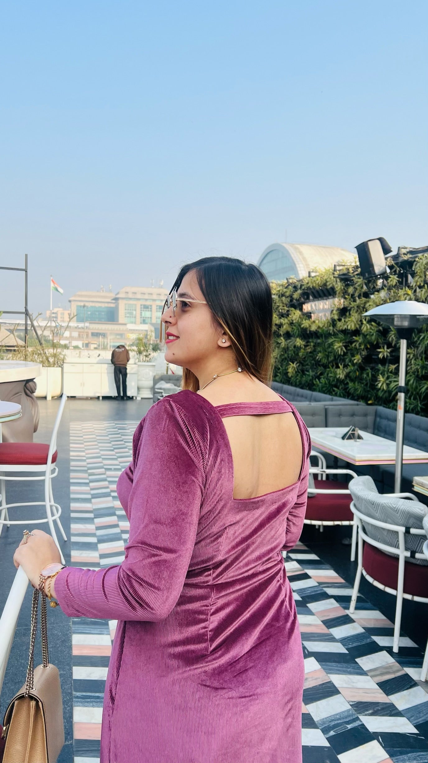 Mulberry Shade Velvet Ribbed Midi