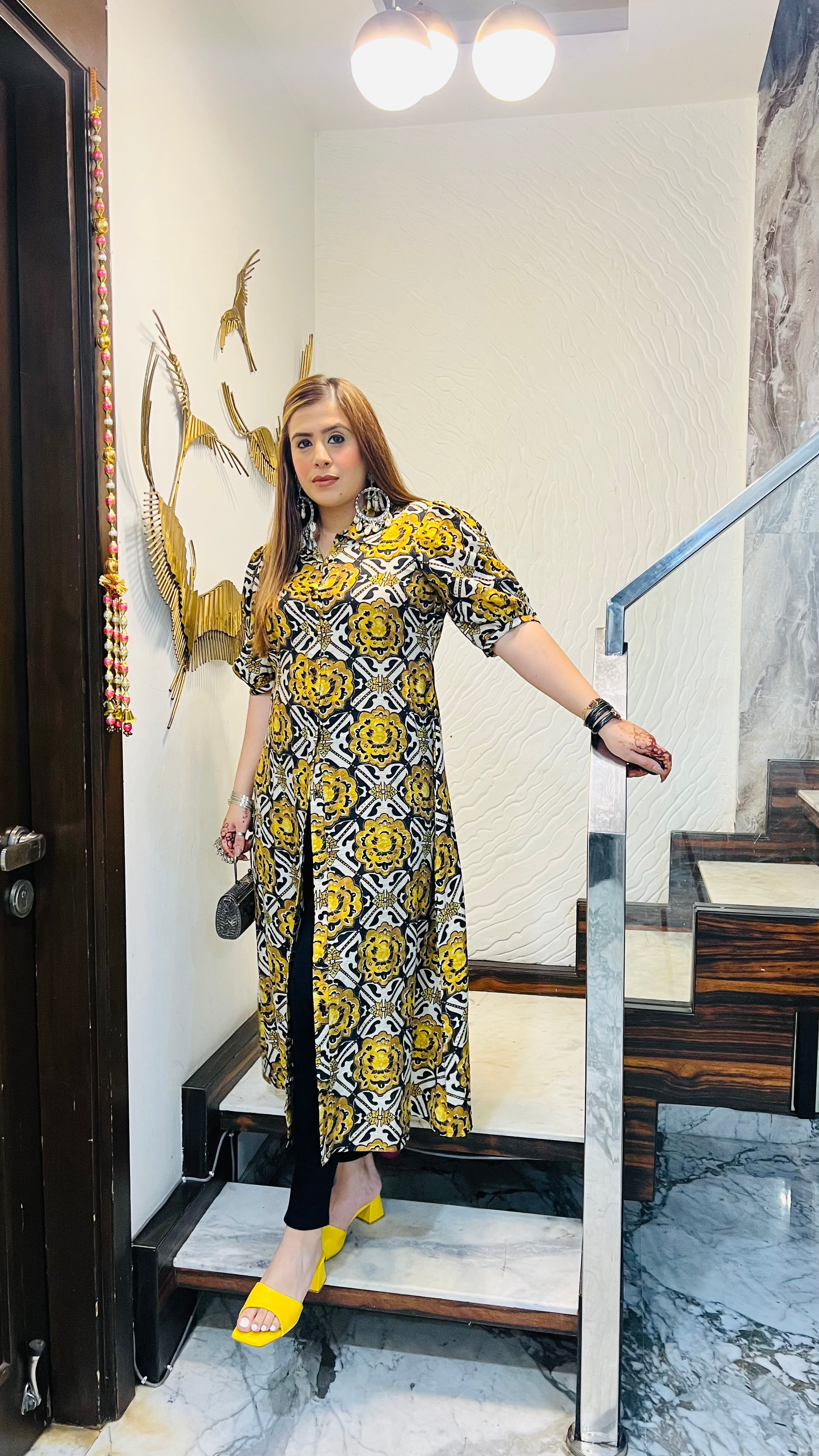 Monochrome Magic A Line Kurti