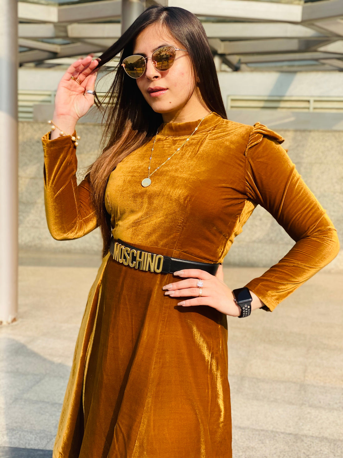 Brown Velvet Dress | Casual Wear | Lakhina Couture