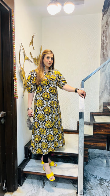 Monochrome Magic A Line Kurti