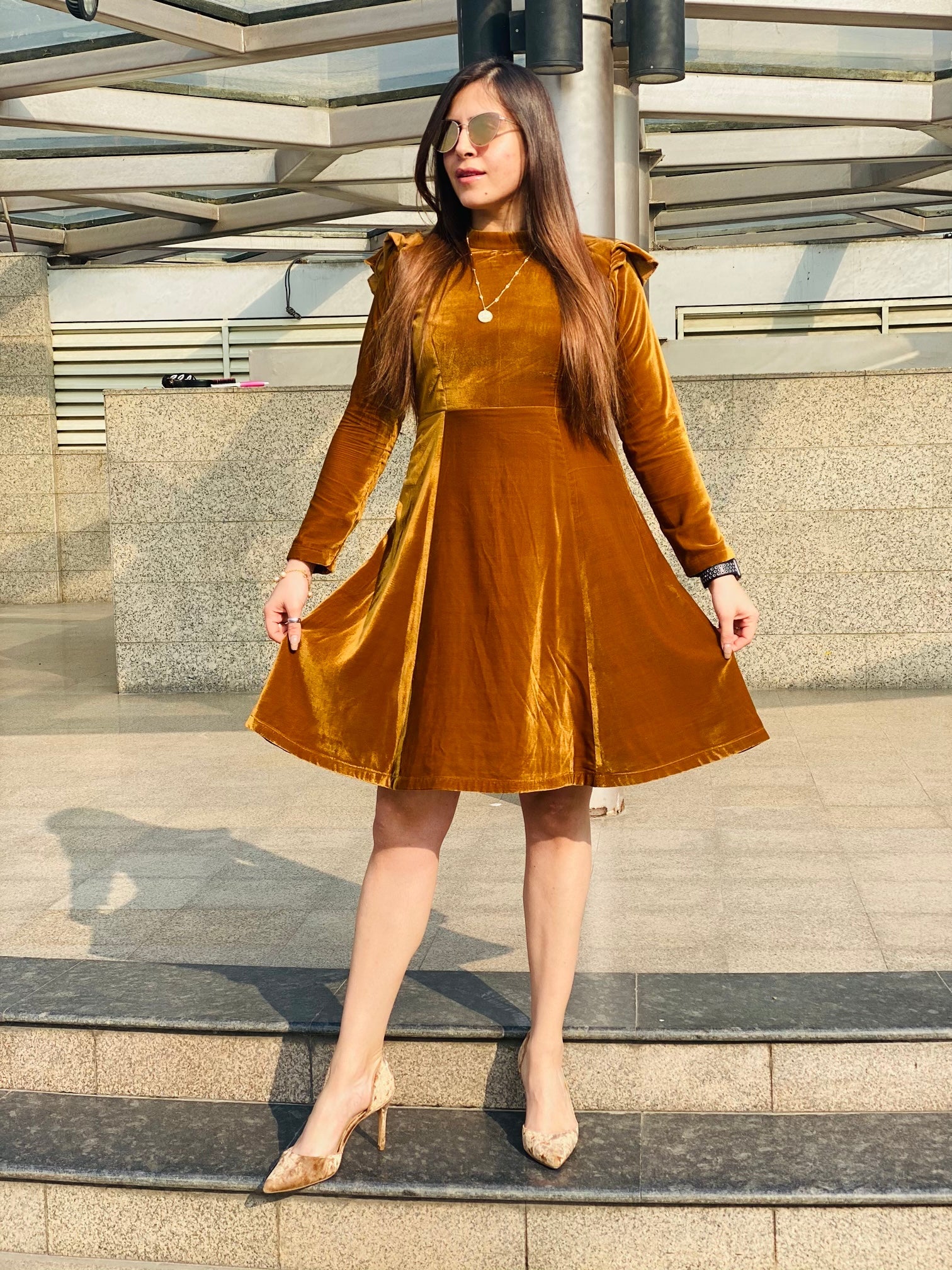 Brown Velvet Dress