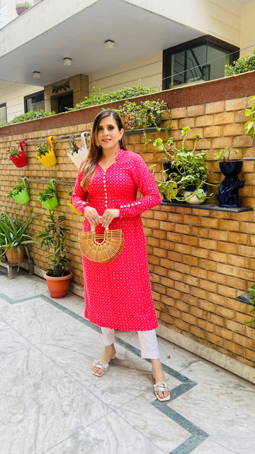Hot Pink Bandhini Kurti