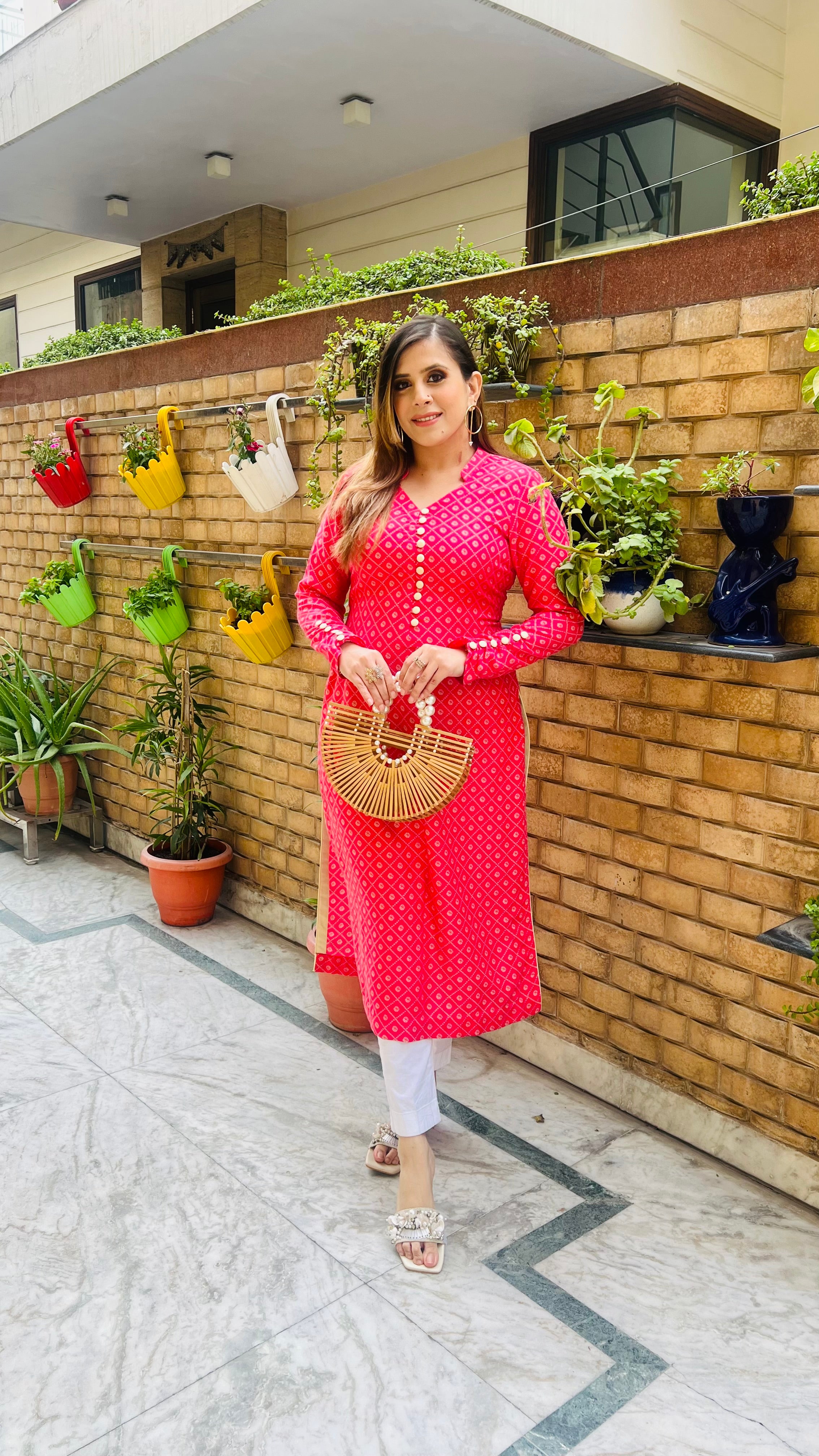 Hot Pink Bandhini Kurti