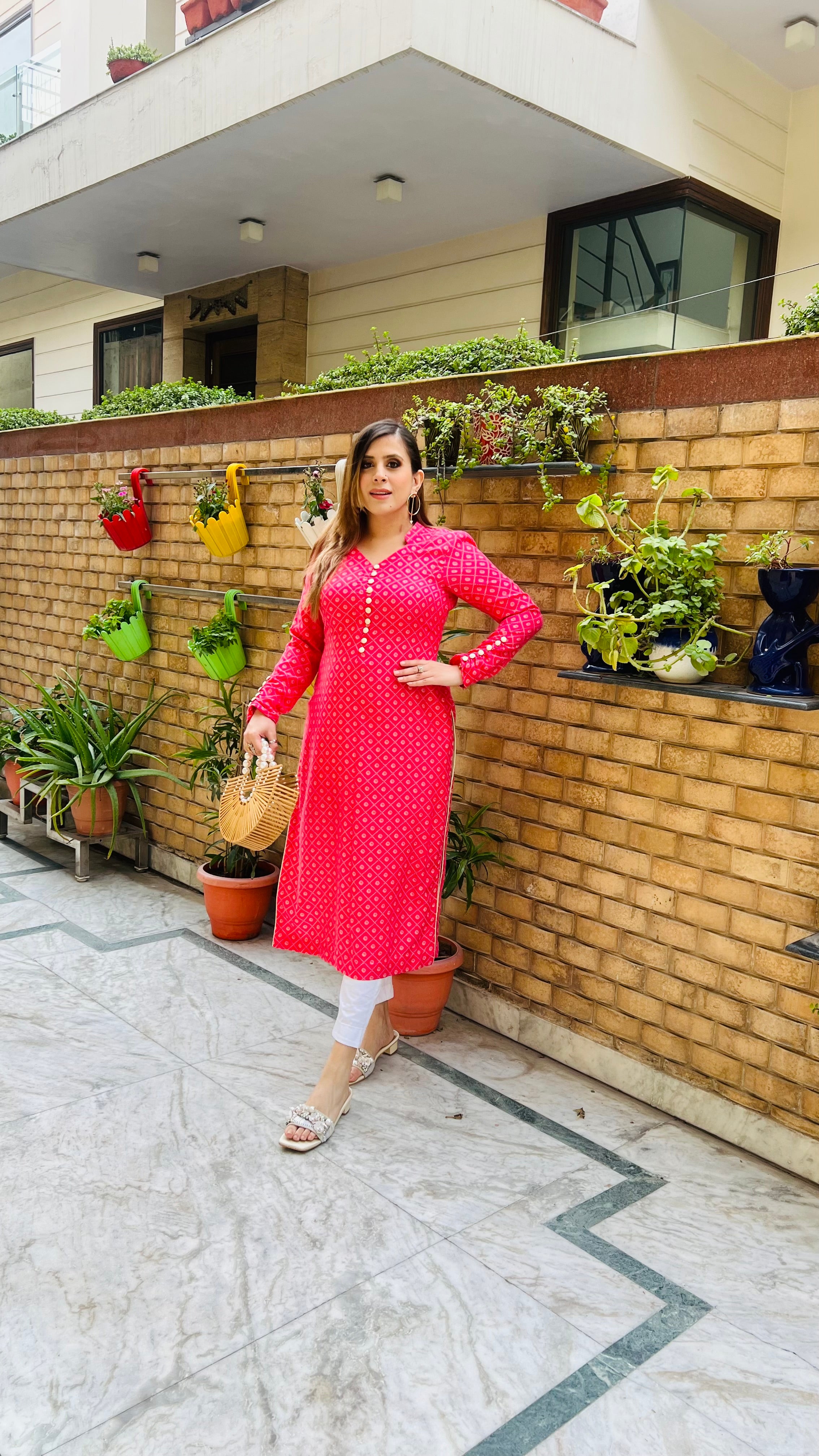 Hot Pink Bandhini Kurti