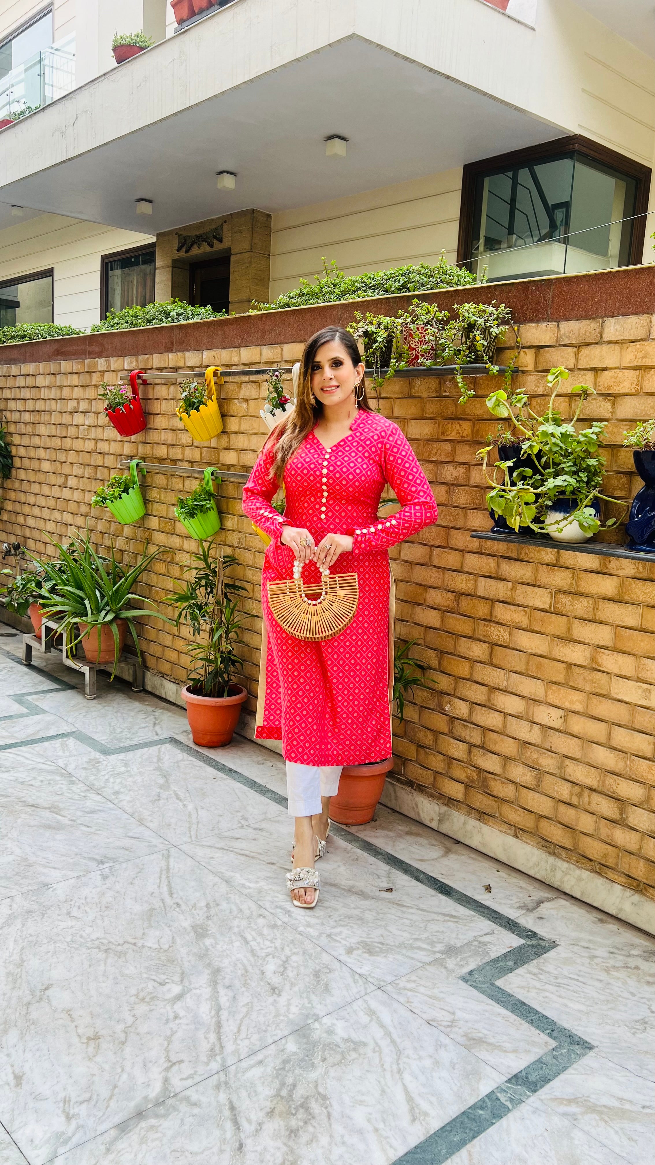 Hot Pink Bandhini Kurti
