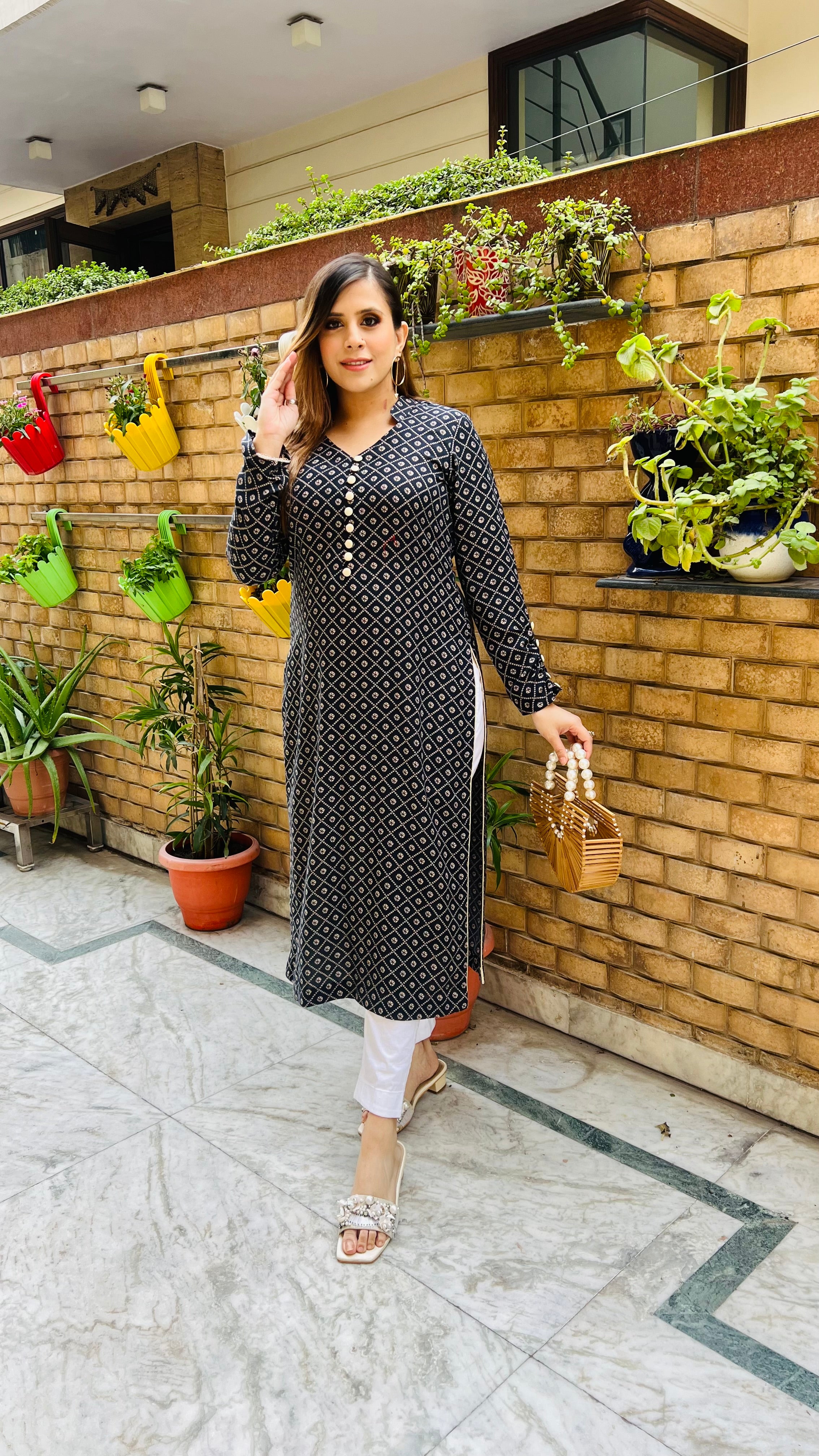 Blue Bandhini Kurti