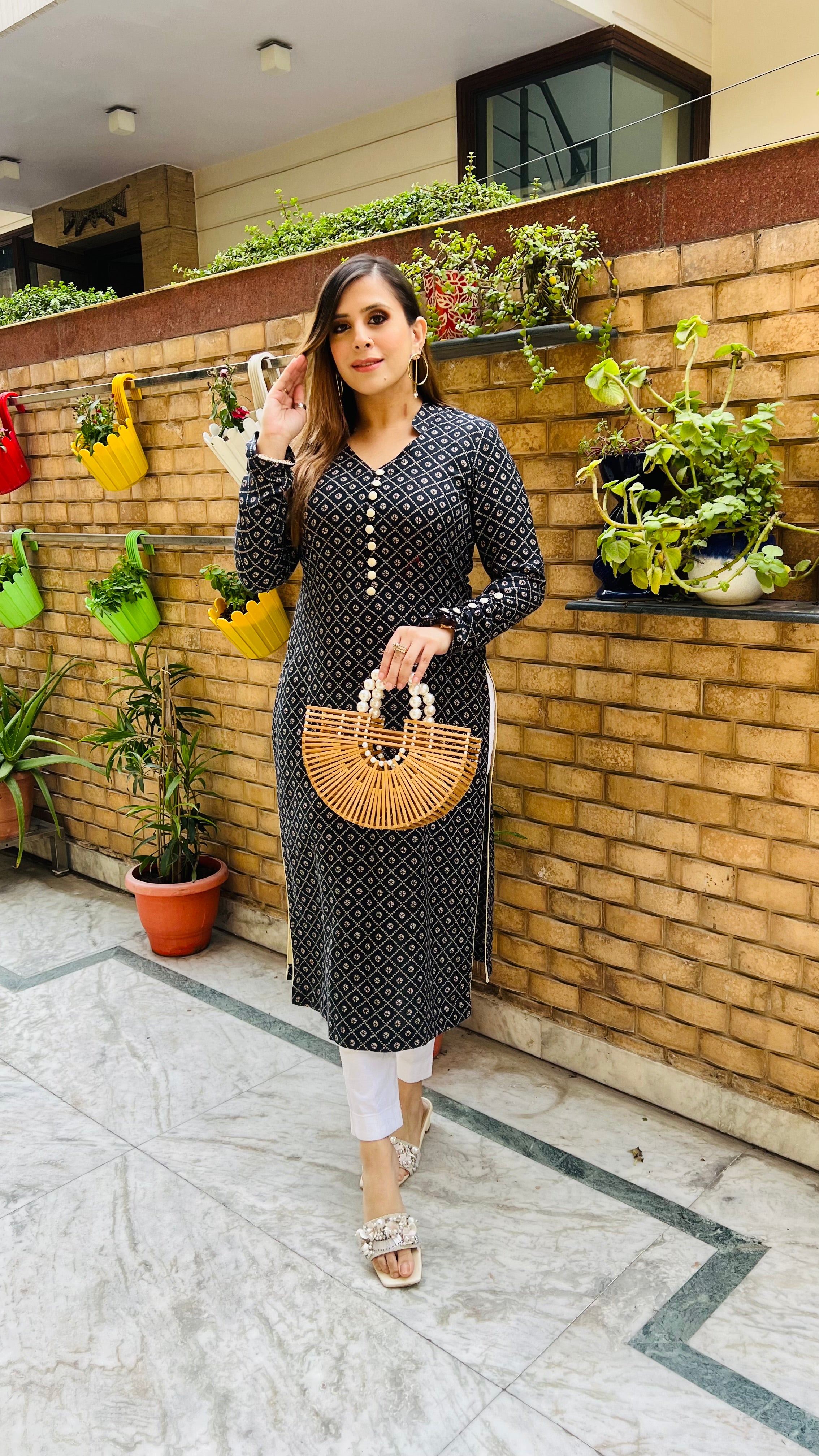Blue Bandhini Kurti