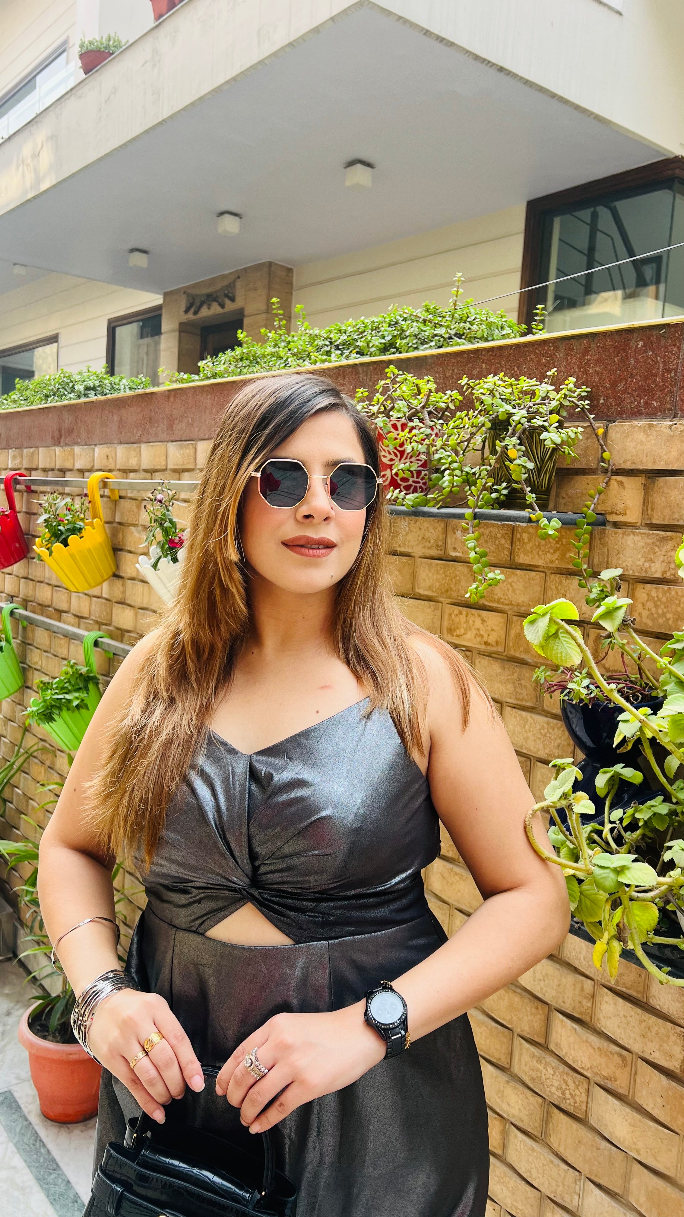 Metallic Grey Drape Midi