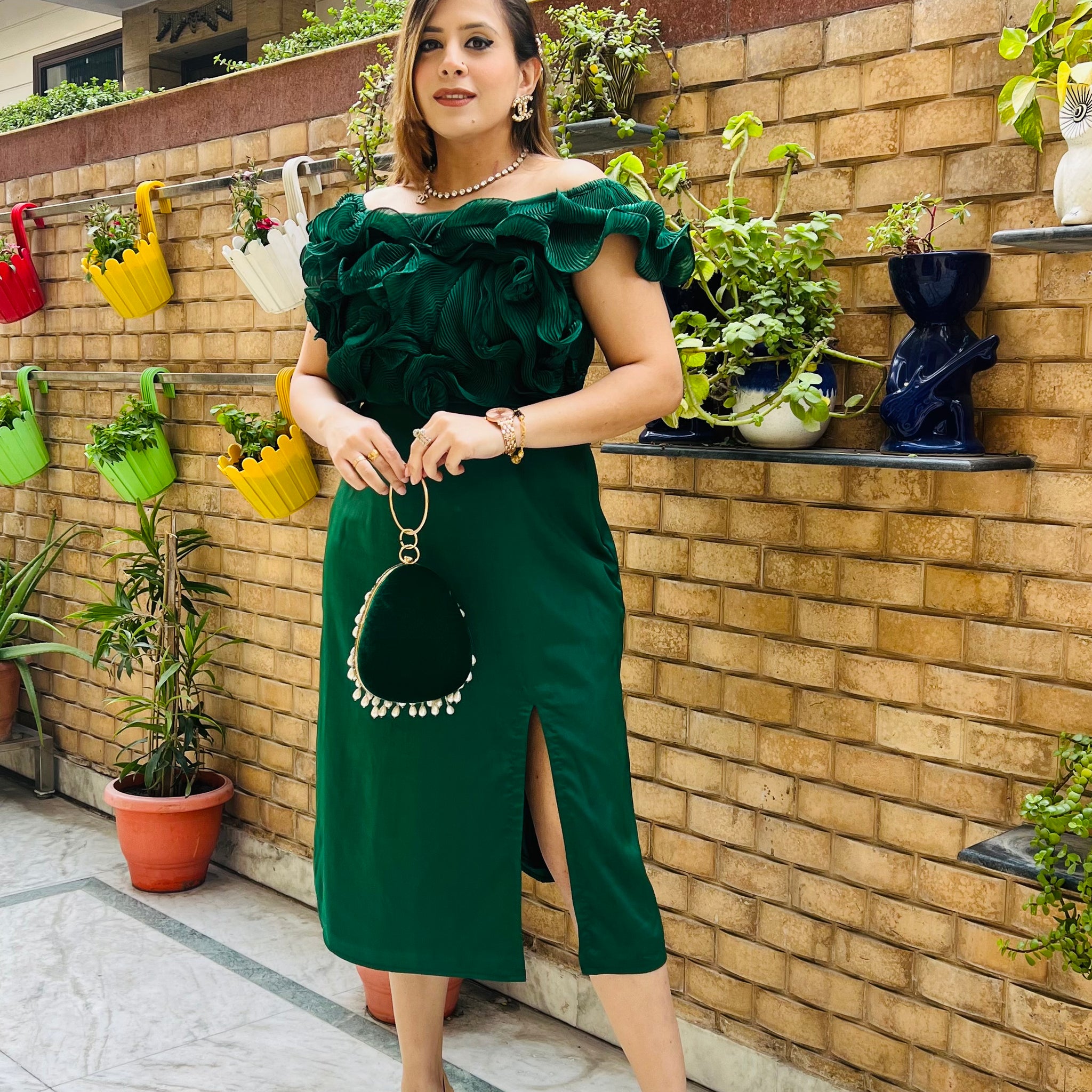 Green Wrinkle Midi