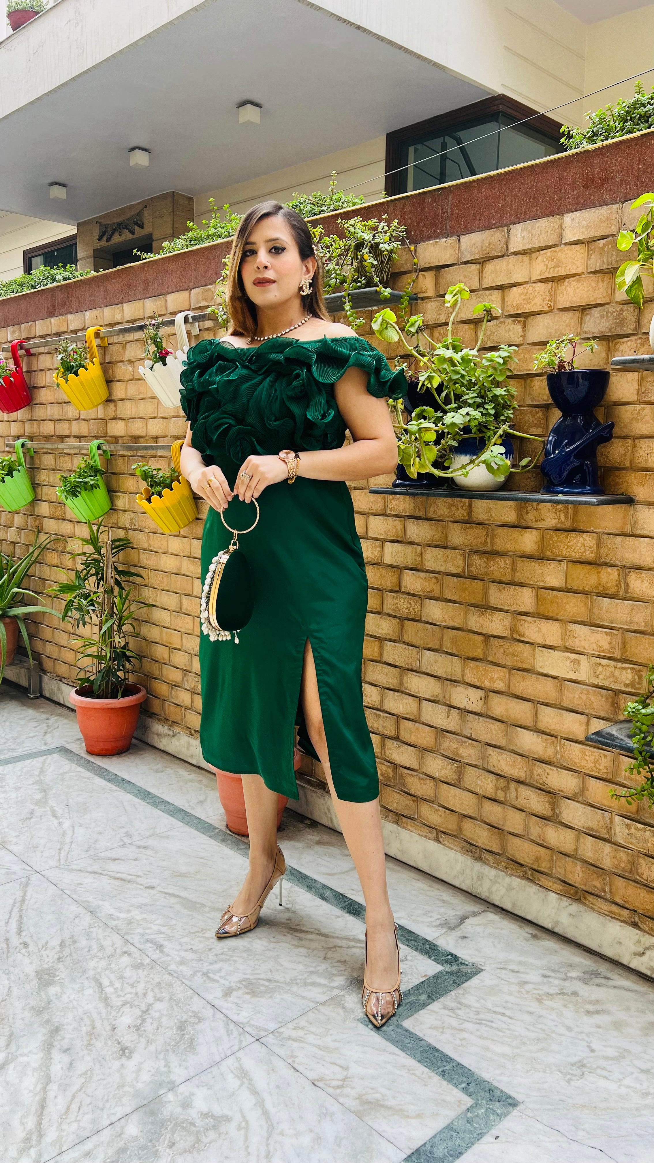 Green Wrinkle Midi