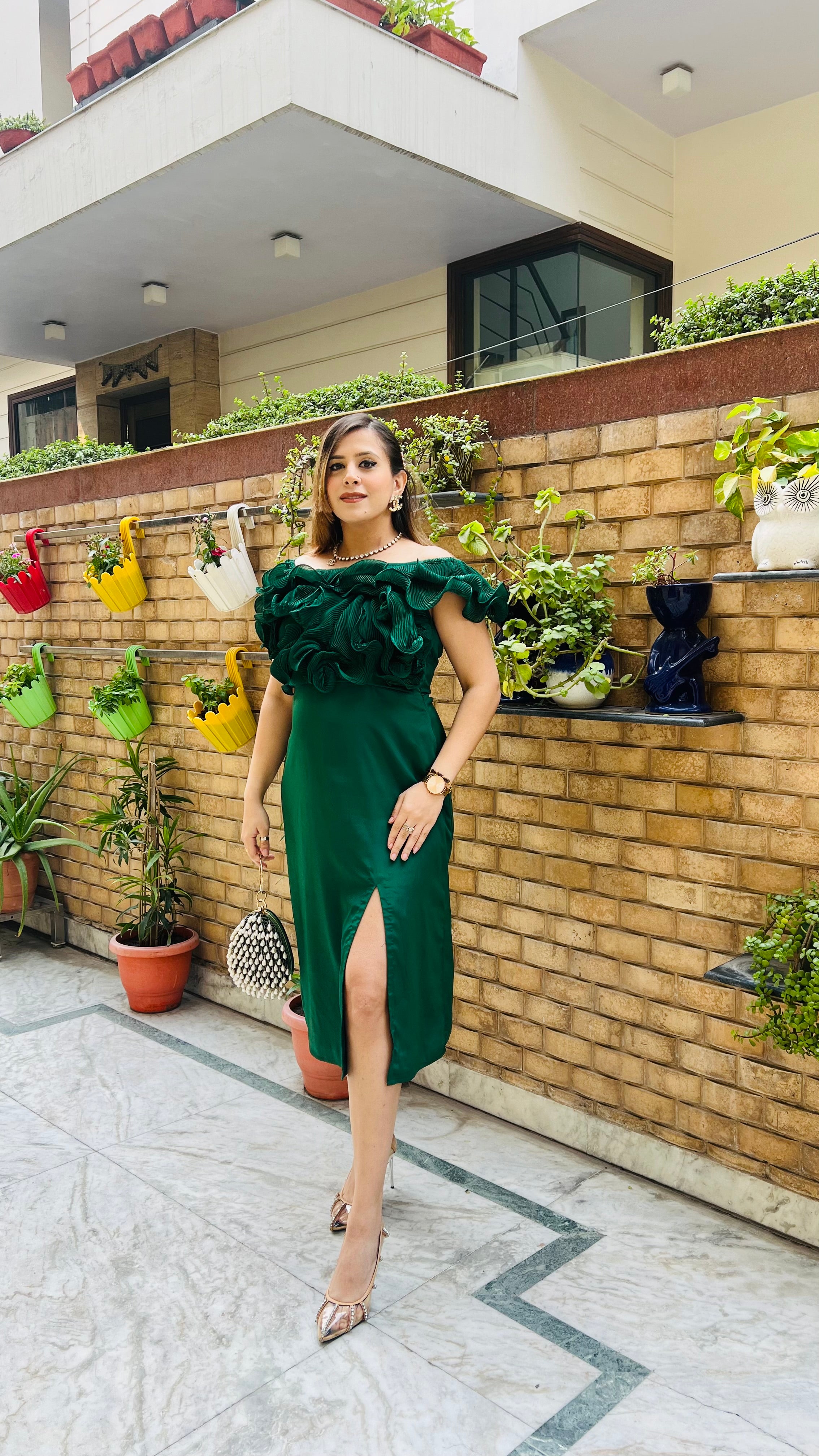 Green Wrinkle Midi
