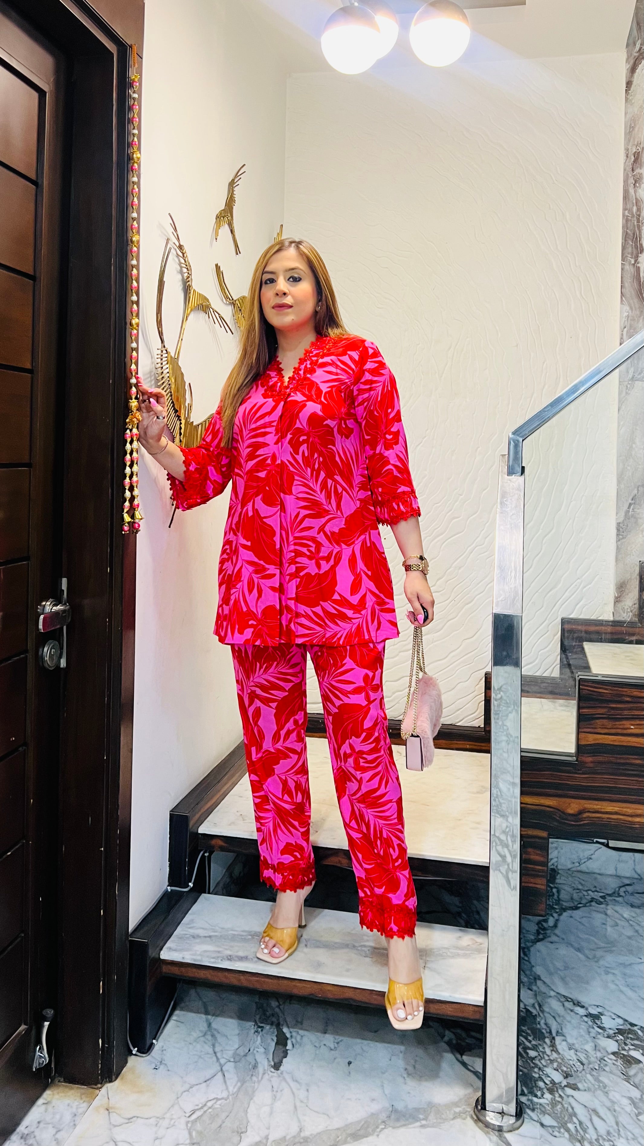 Pink Flower Cotton Co-Ord